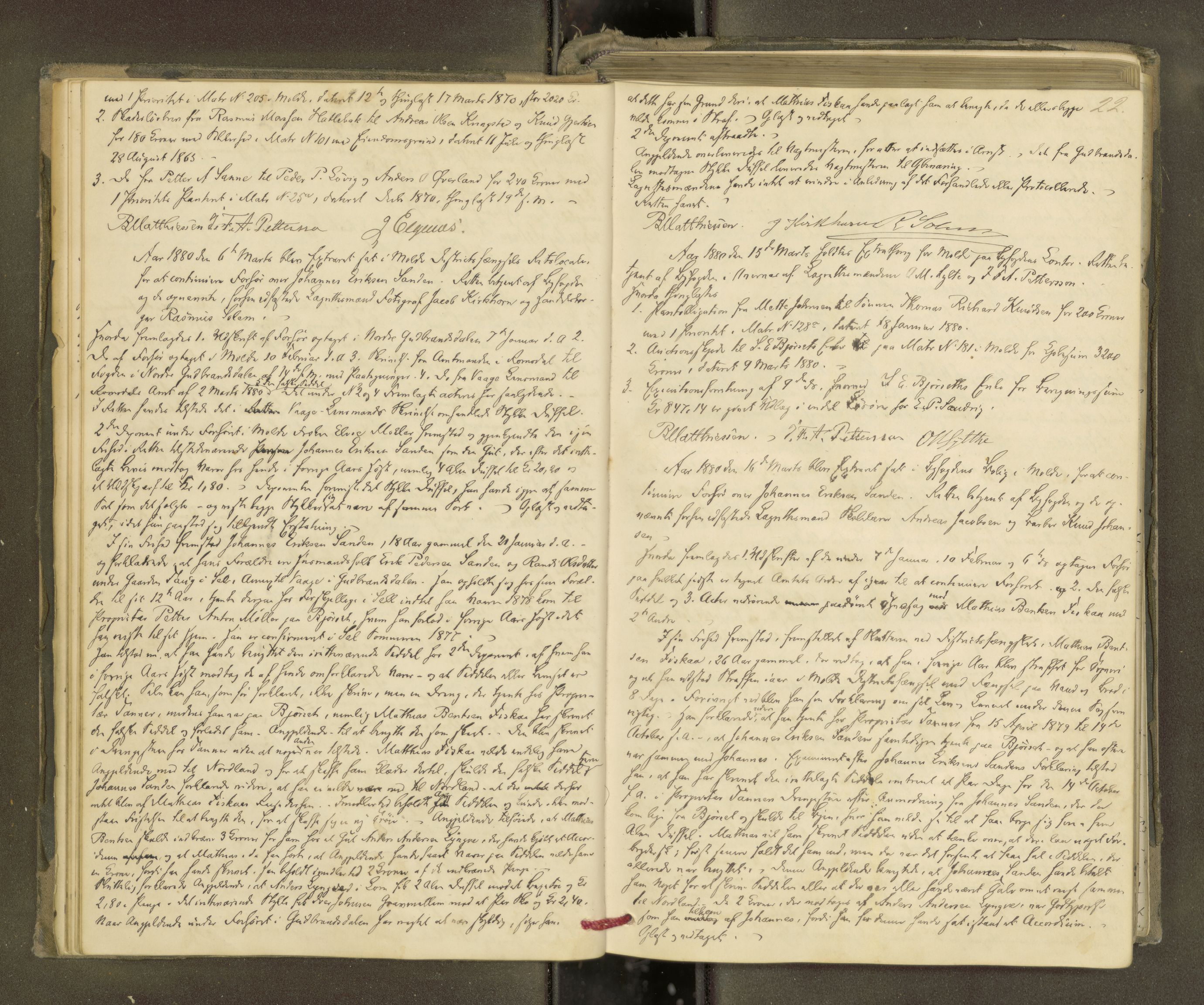 Molde byfogd, AV/SAT-A-0025/1/1A/L0012: Justisprotokoll, 1879-1890, p. 21b-22a
