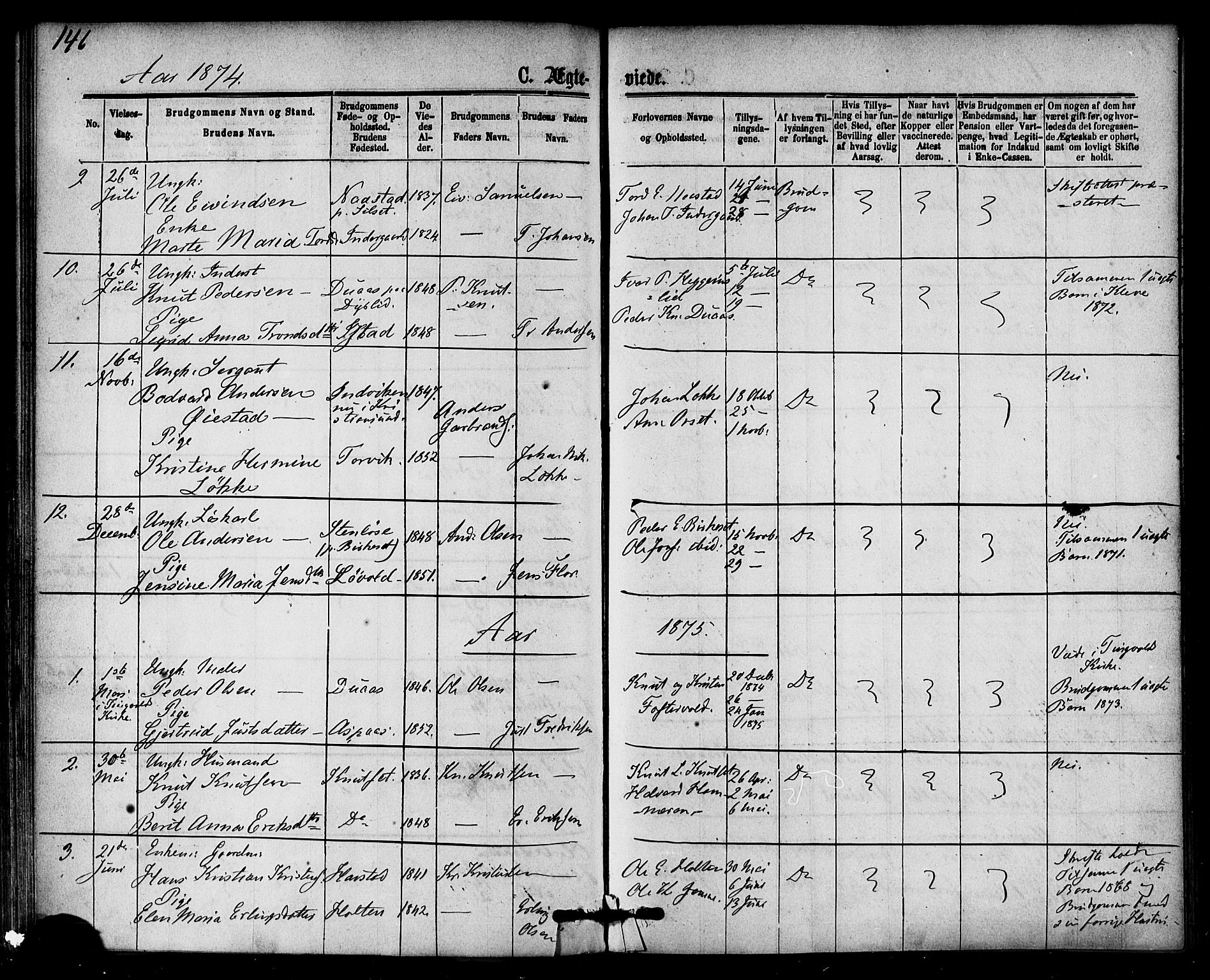 Ministerialprotokoller, klokkerbøker og fødselsregistre - Møre og Romsdal, AV/SAT-A-1454/584/L0966: Parish register (official) no. 584A06, 1869-1878, p. 146