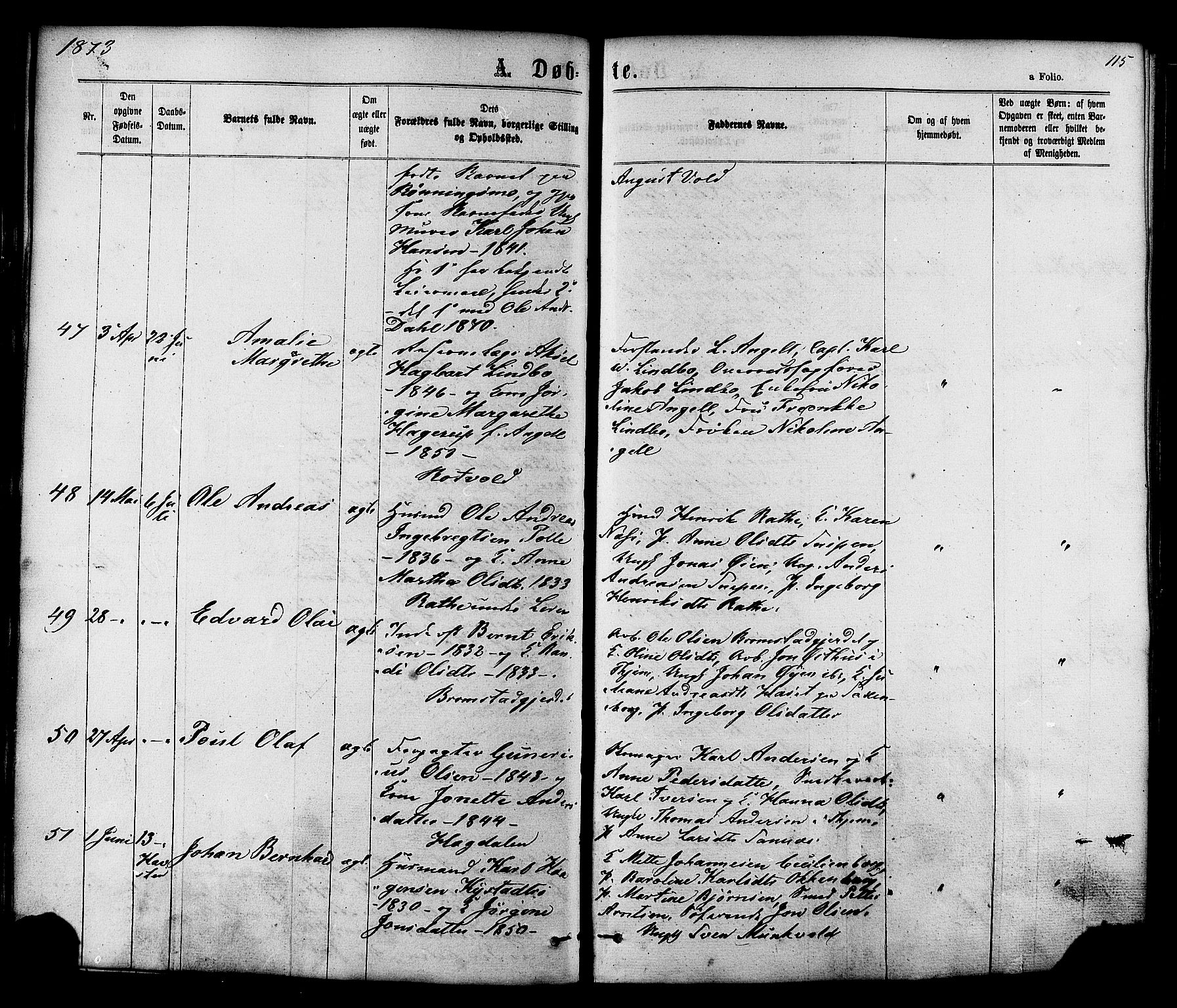 Ministerialprotokoller, klokkerbøker og fødselsregistre - Sør-Trøndelag, SAT/A-1456/606/L0293: Parish register (official) no. 606A08, 1866-1877, p. 115