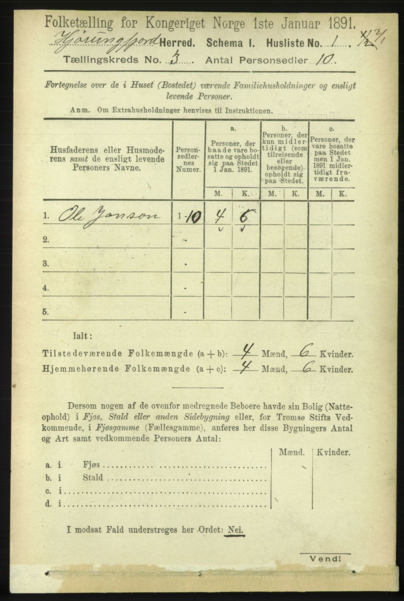 RA, 1891 census for 1522 Hjørundfjord, 1891, p. 436