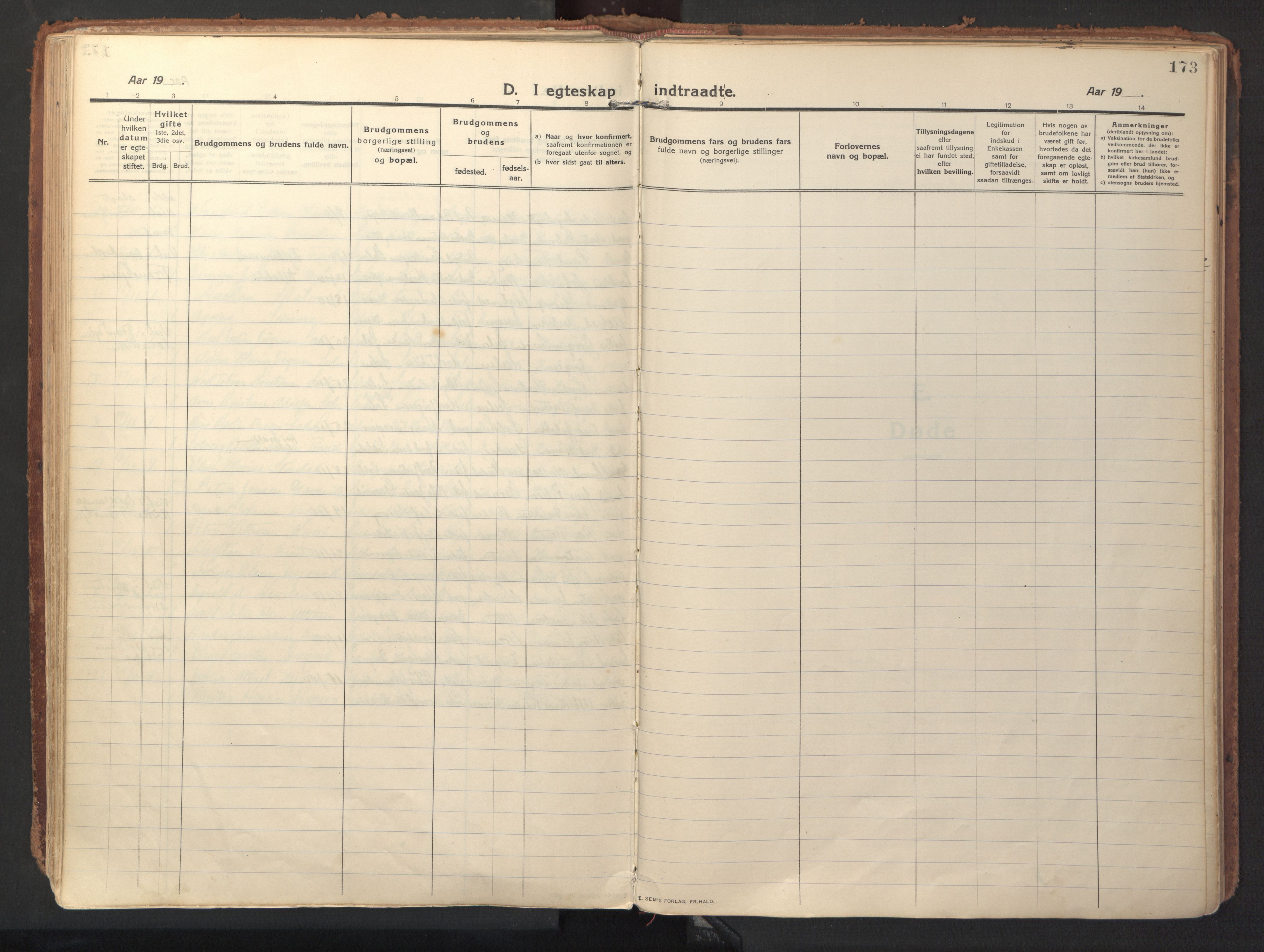 Ministerialprotokoller, klokkerbøker og fødselsregistre - Sør-Trøndelag, SAT/A-1456/640/L0581: Parish register (official) no. 640A06, 1910-1924, p. 173