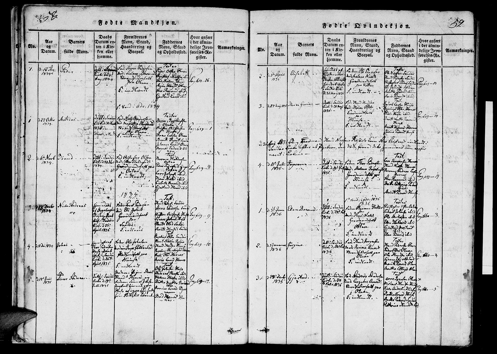 Ministerialprotokoller, klokkerbøker og fødselsregistre - Møre og Romsdal, SAT/A-1454/561/L0727: Parish register (official) no. 561A01, 1817-1858, p. 58-59