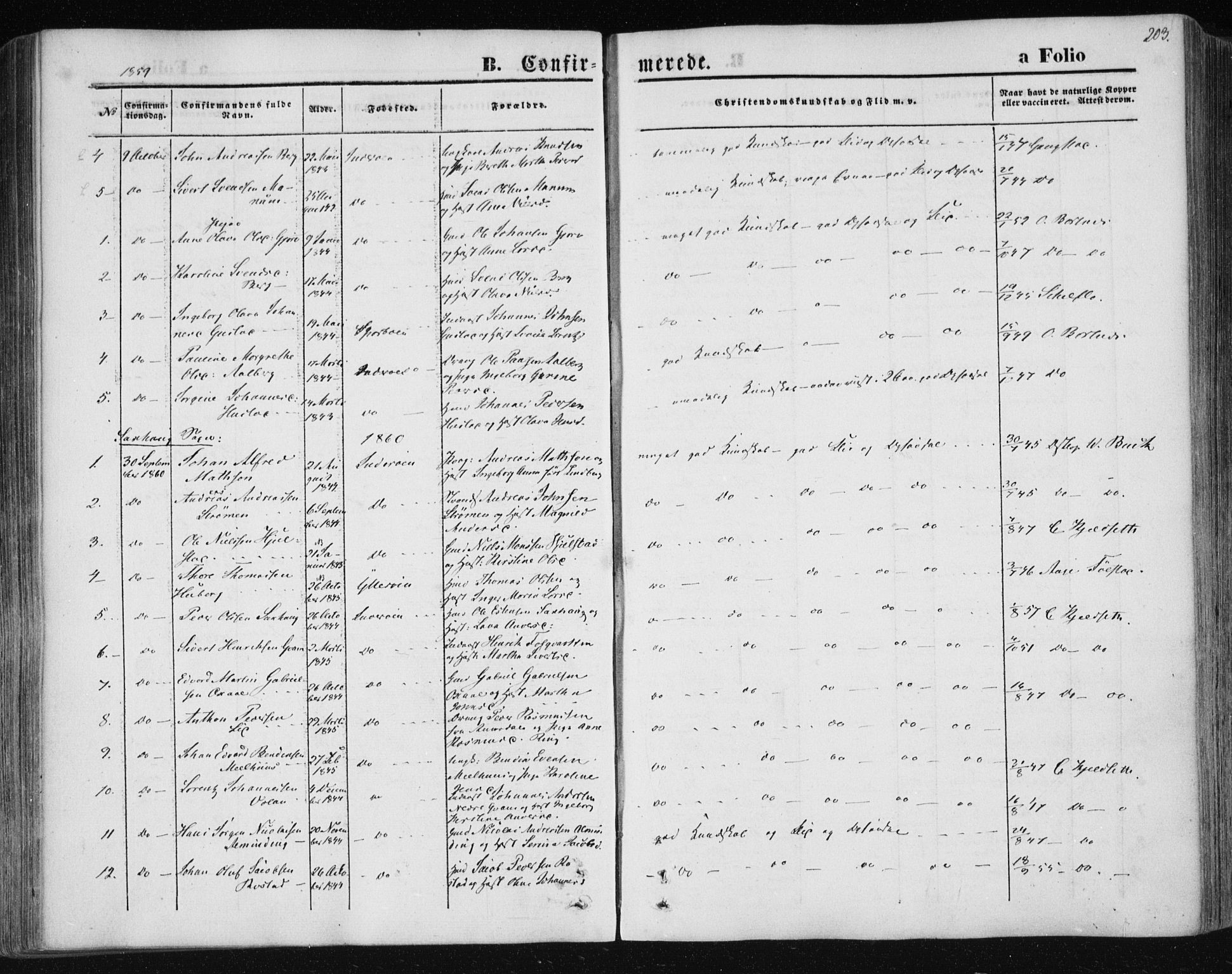 Ministerialprotokoller, klokkerbøker og fødselsregistre - Nord-Trøndelag, SAT/A-1458/730/L0283: Parish register (official) no. 730A08, 1855-1865, p. 203