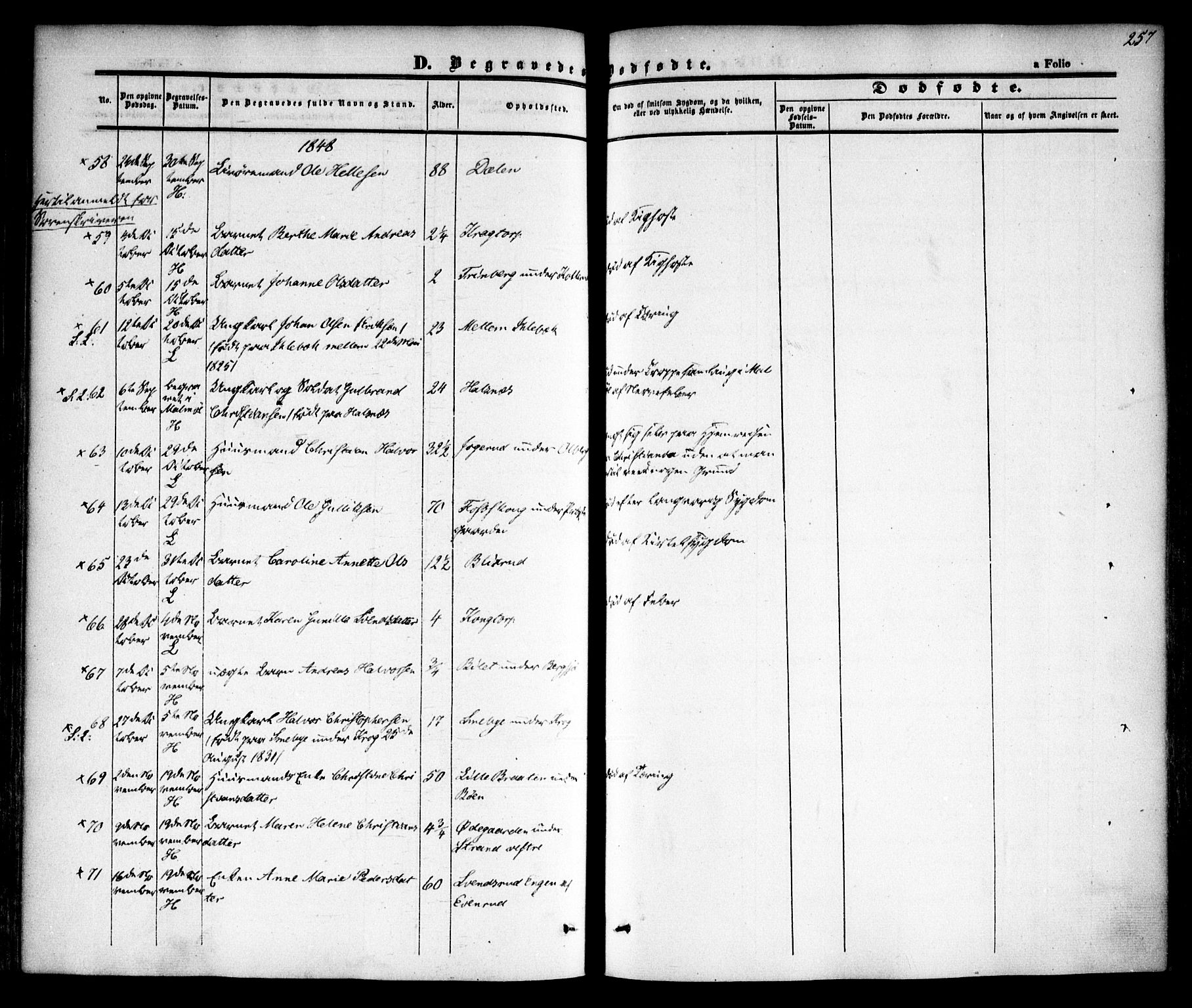 Høland prestekontor Kirkebøker, AV/SAO-A-10346a/F/Fa/L0009: Parish register (official) no. I 9, 1846-1853, p. 257