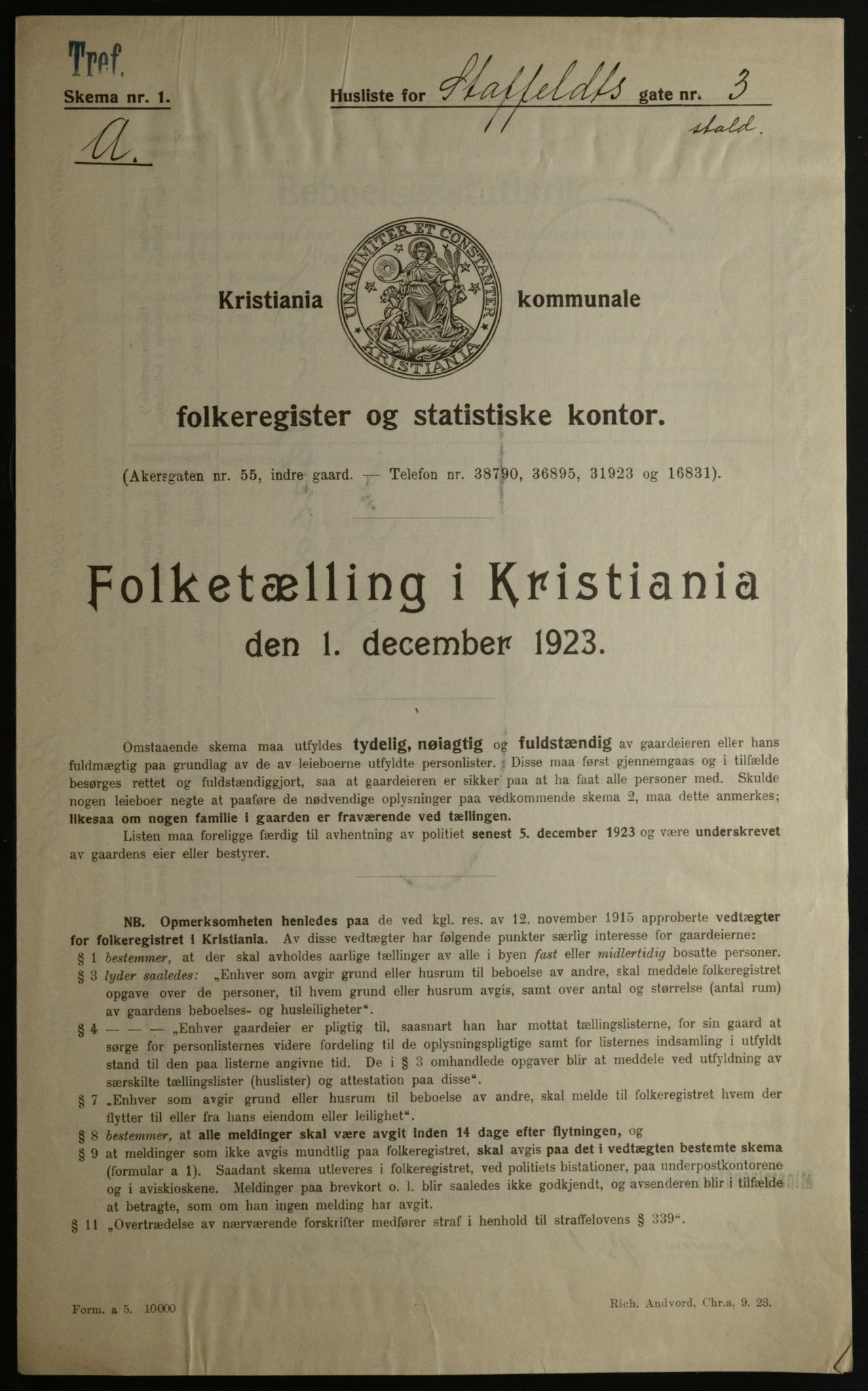 OBA, Municipal Census 1923 for Kristiania, 1923, p. 111144