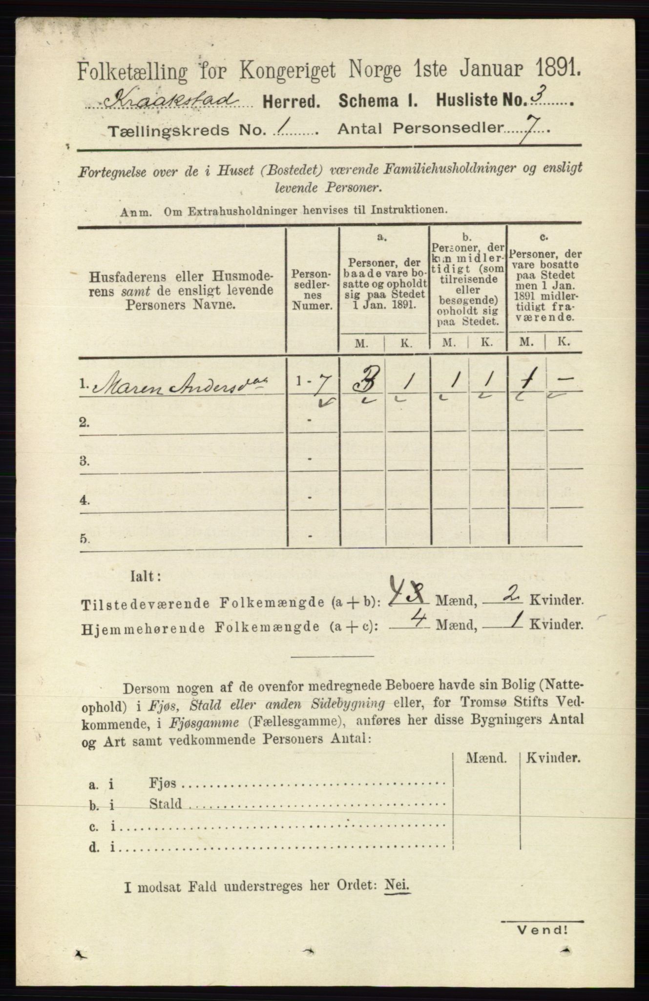 RA, 1891 census for 0212 Kråkstad, 1891, p. 24