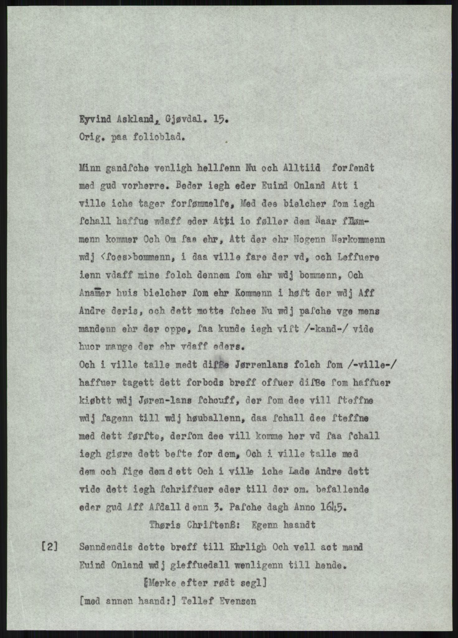 Samlinger til kildeutgivelse, Diplomavskriftsamlingen, AV/RA-EA-4053/H/Ha, p. 265