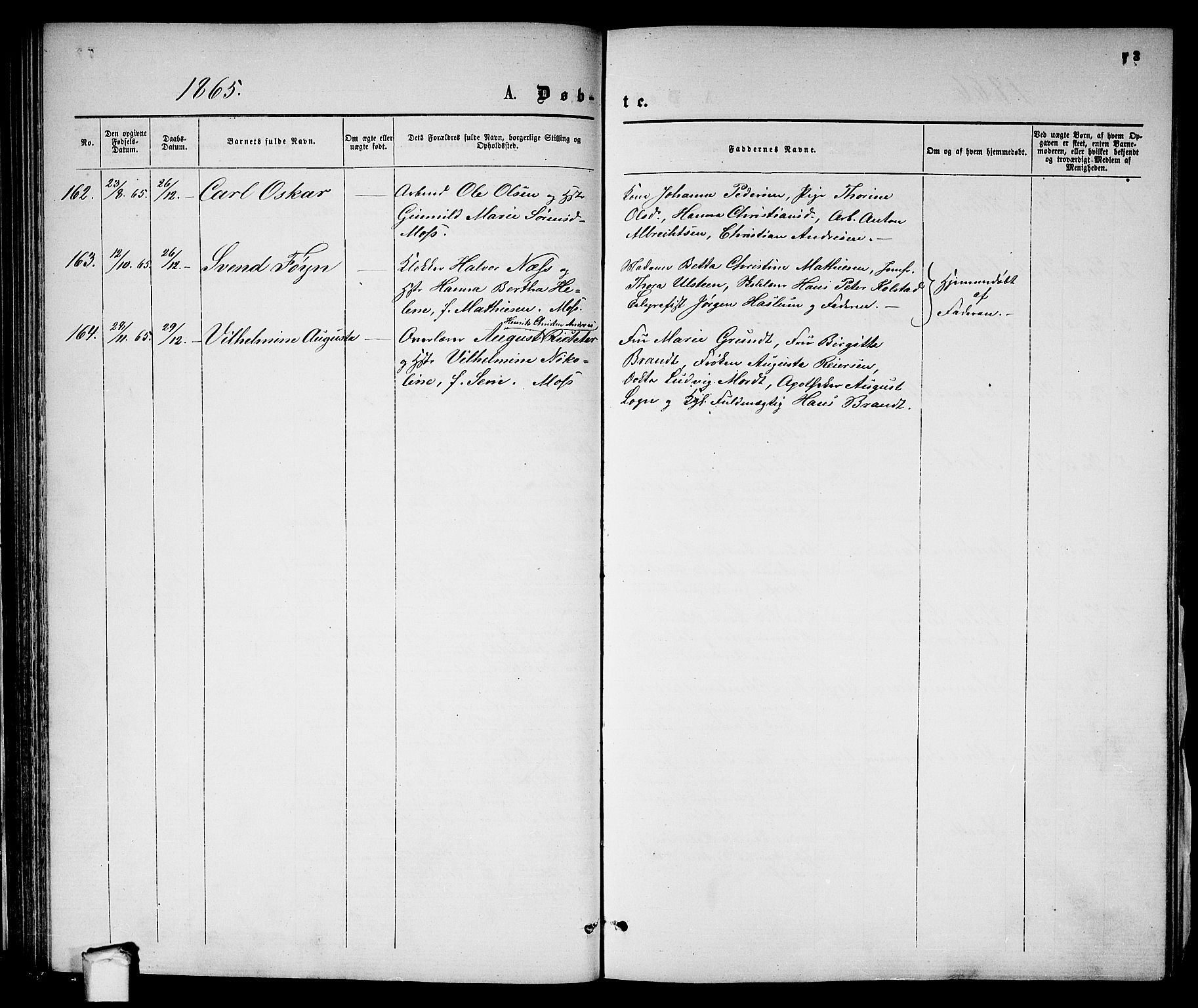 Moss prestekontor Kirkebøker, SAO/A-2003/G/Ga/L0003: Parish register (copy) no. I 3, 1861-1872, p. 73