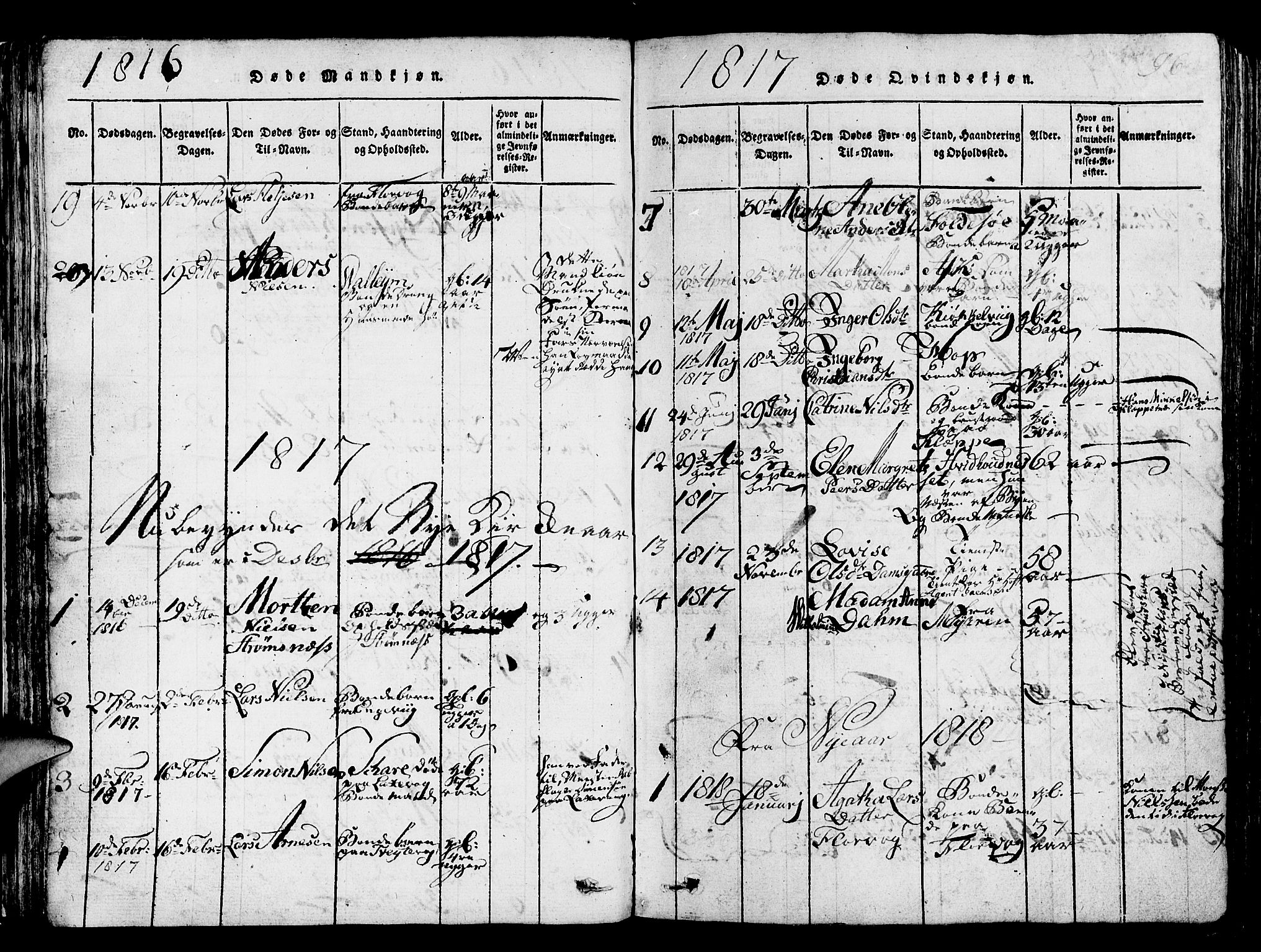 Askøy Sokneprestembete, SAB/A-74101/H/Ha/Hab/Haba/L0002: Parish register (copy) no. A 2, 1815-1846, p. 96