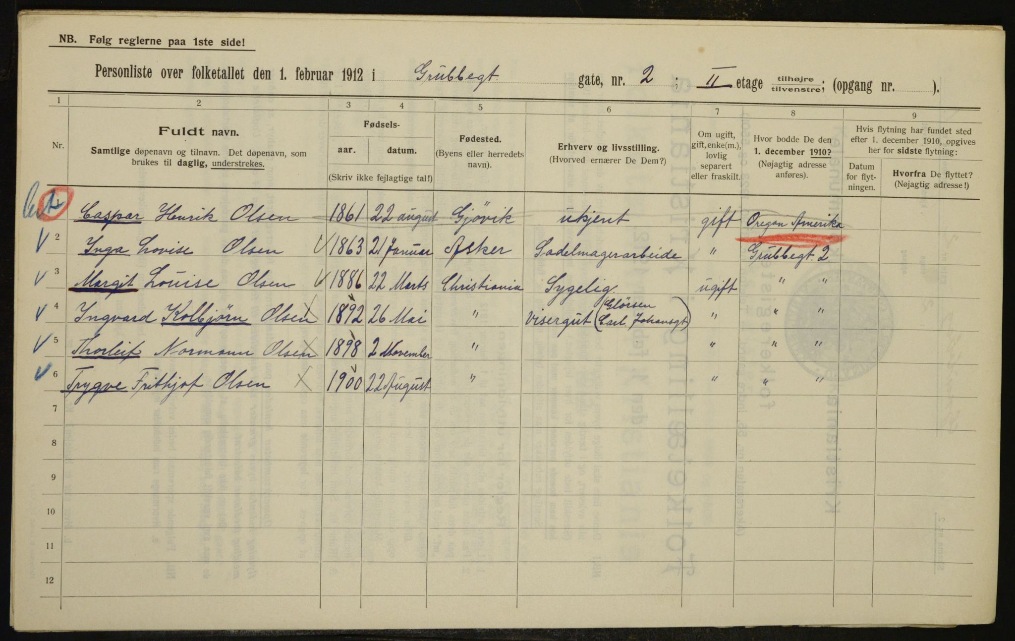 OBA, Municipal Census 1912 for Kristiania, 1912, p. 30017