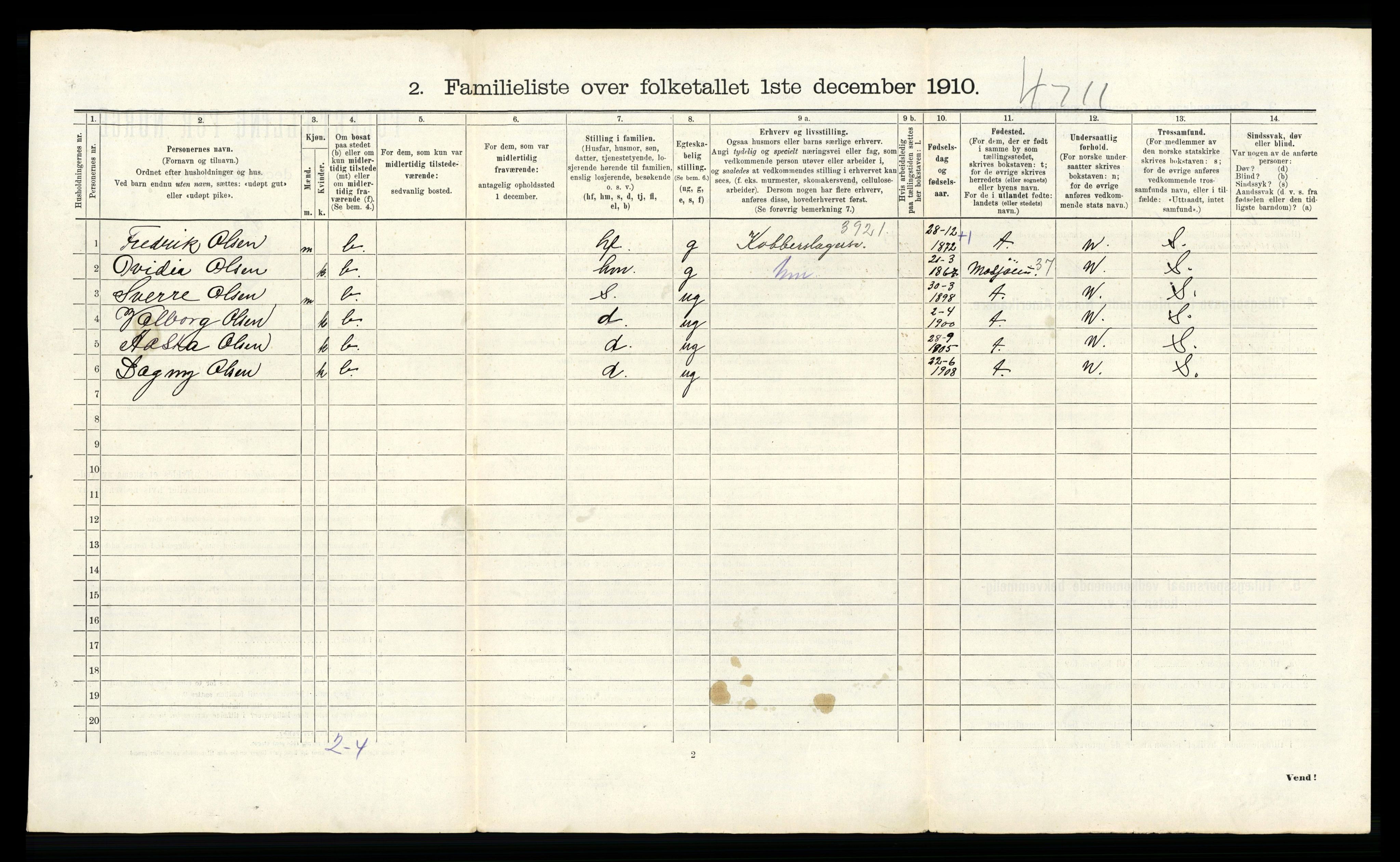 RA, 1910 census for Trondheim, 1910, p. 20374