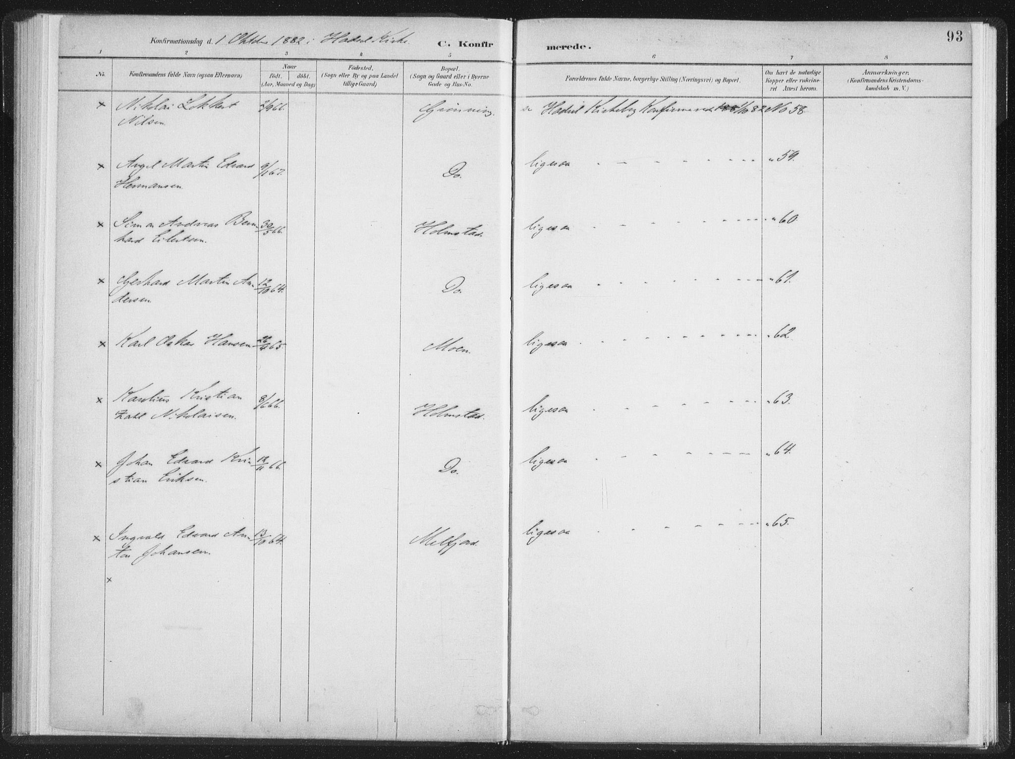 Ministerialprotokoller, klokkerbøker og fødselsregistre - Nordland, SAT/A-1459/890/L1286: Parish register (official) no. 890A01, 1882-1902, p. 93