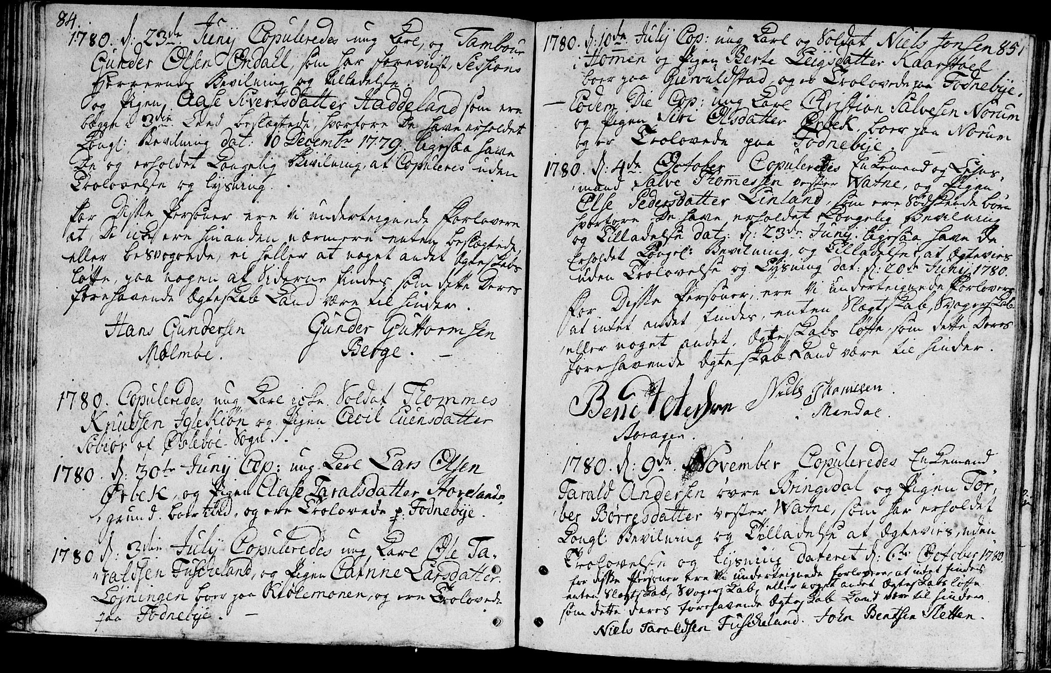 Holum sokneprestkontor, SAK/1111-0022/F/Fa/Faa/L0001: Parish register (official) no. A 1, 1750-1802, p. 84-85