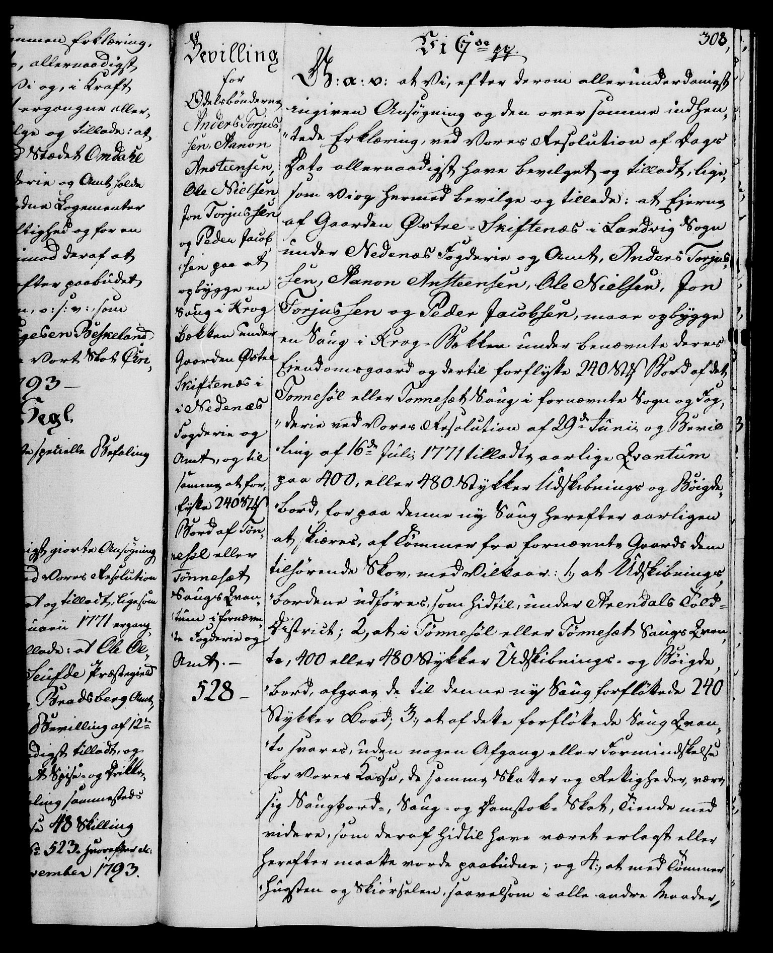Rentekammeret, Kammerkanselliet, RA/EA-3111/G/Gg/Gga/L0015: Norsk ekspedisjonsprotokoll med register (merket RK 53.15), 1790-1791, p. 308