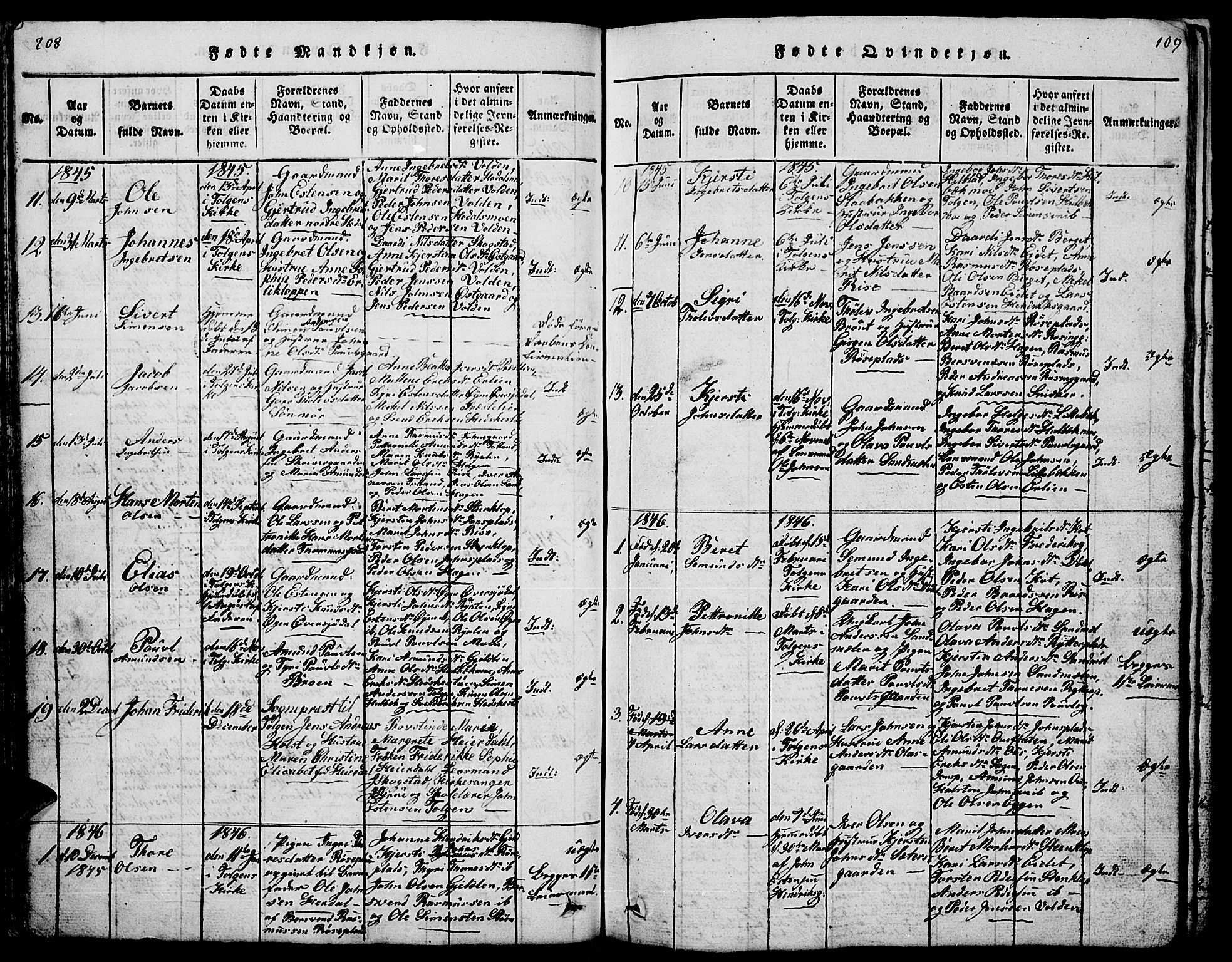 Tolga prestekontor, AV/SAH-PREST-062/L/L0001: Parish register (copy) no. 1, 1814-1877, p. 108-109