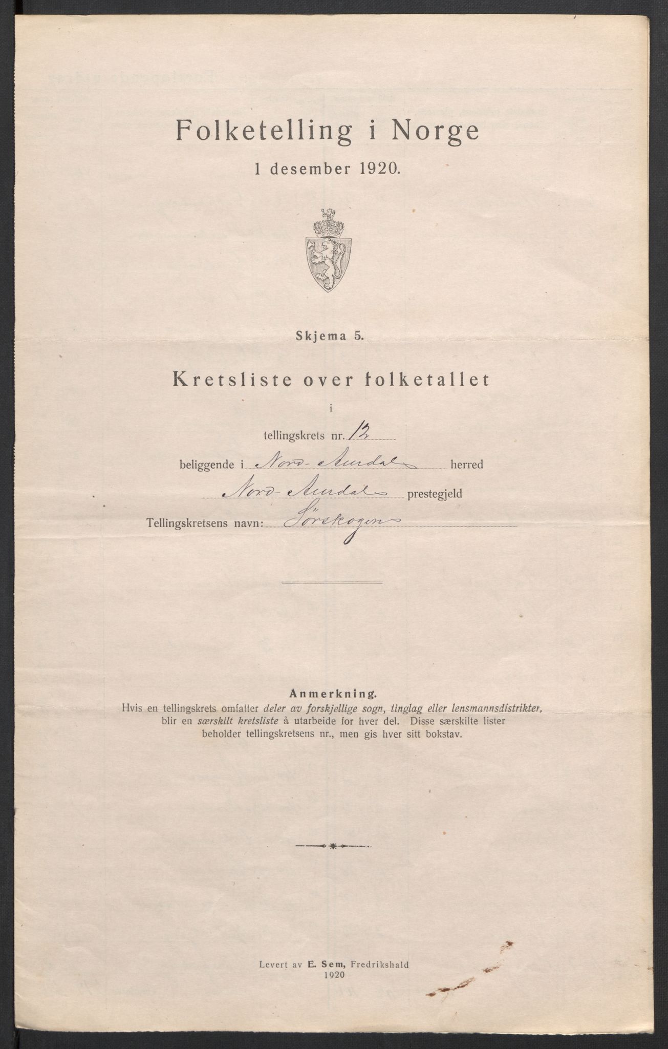 SAH, 1920 census for Nord-Aurdal, 1920, p. 51