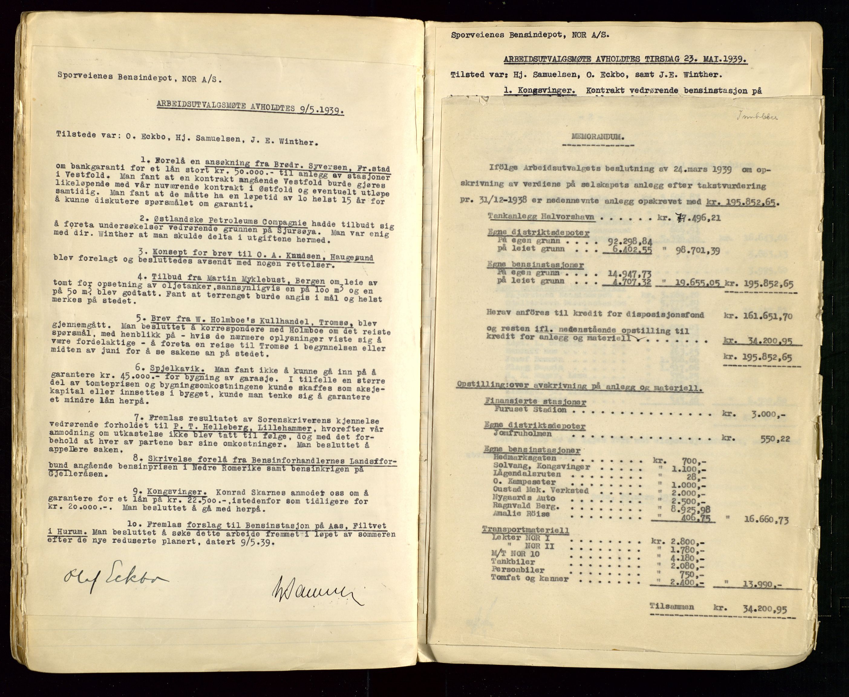 Pa 1514 - Sporveienes Bensindepot, Norsk Oljeraffineri A/S, AV/SAST-A-101919/A/L0002: Forhandlingsprotokoll Arbeidsutvaget, 1932-1946, p. 82