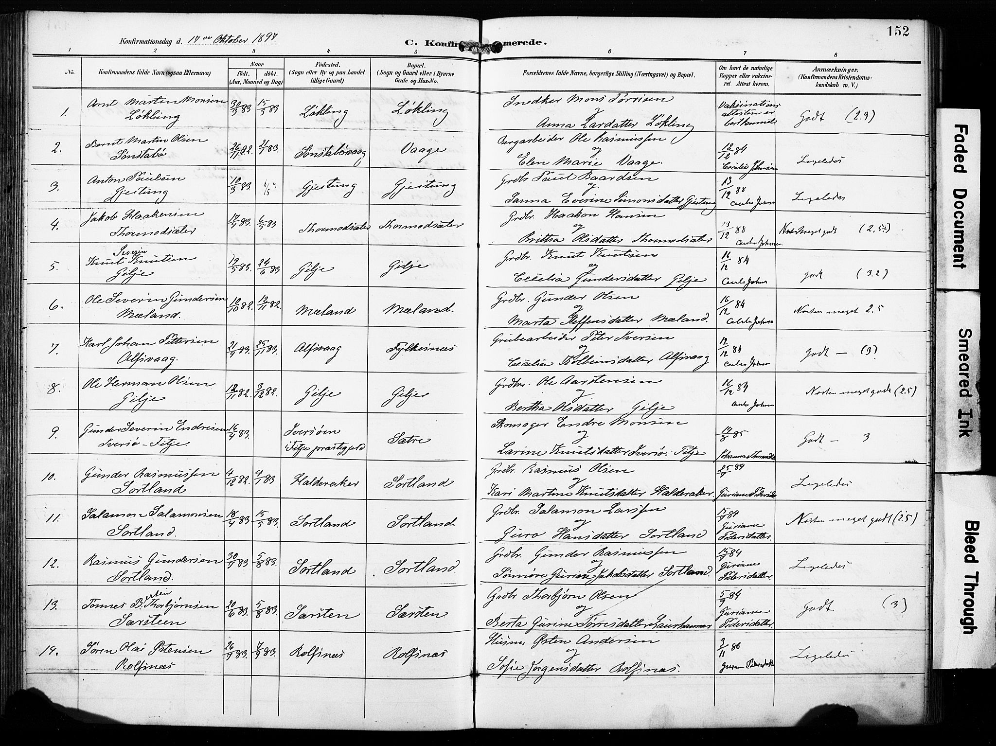 Finnås sokneprestembete, AV/SAB-A-99925/H/Ha/Haa/Haac/L0002: Parish register (official) no. C 2, 1895-1904, p. 152