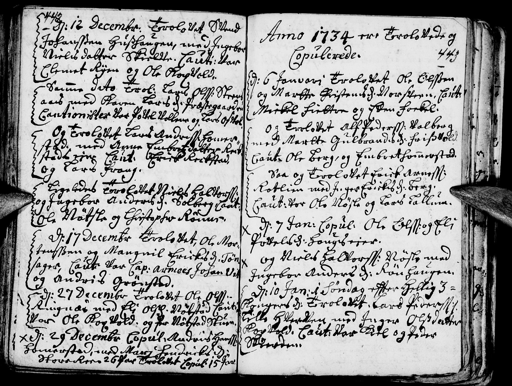 Stange prestekontor, SAH/PREST-002/K/L0002: Parish register (official) no. 2, 1724-1740, p. 442-443