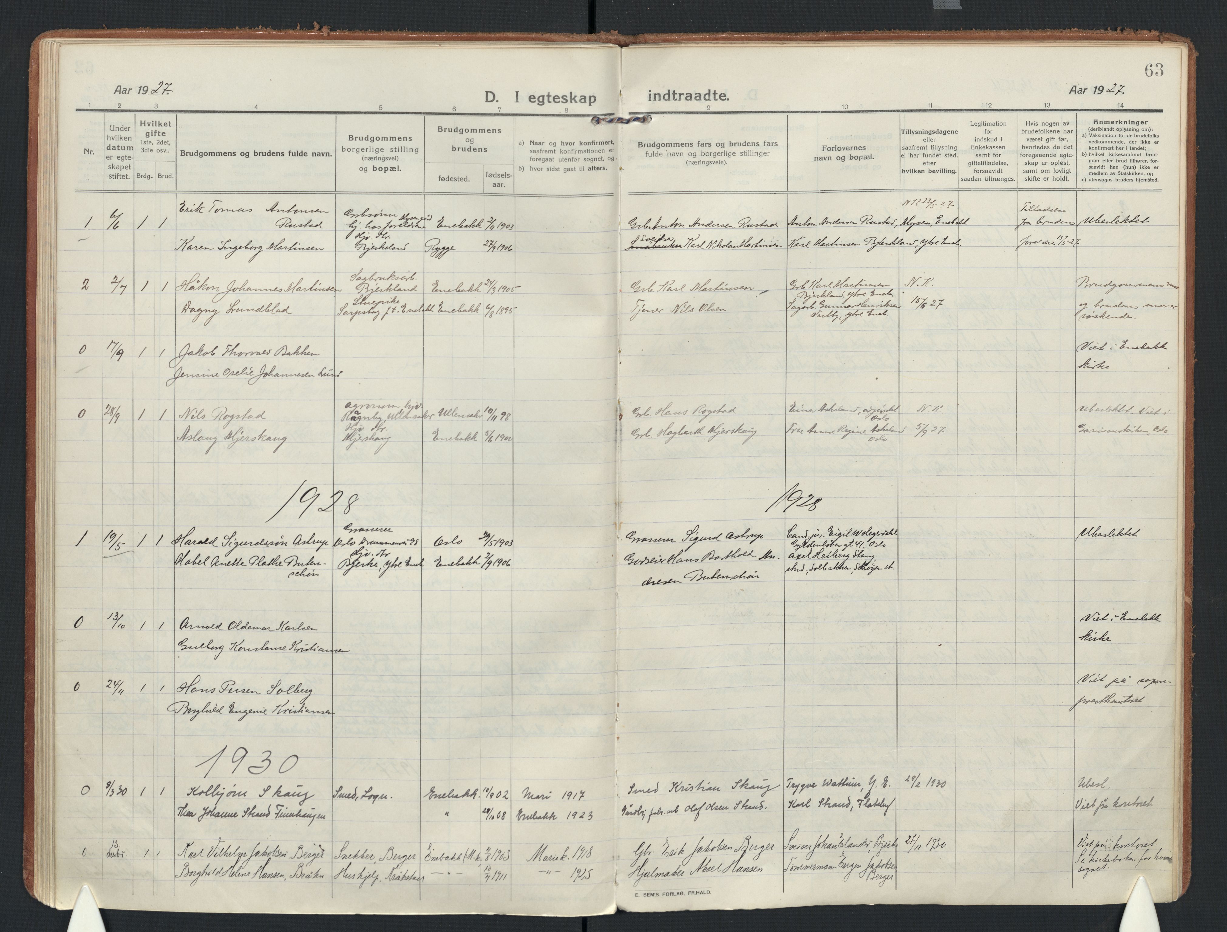 Enebakk prestekontor Kirkebøker, AV/SAO-A-10171c/F/Fb/L0003: Parish register (official) no. II 3, 1912-1946, p. 63