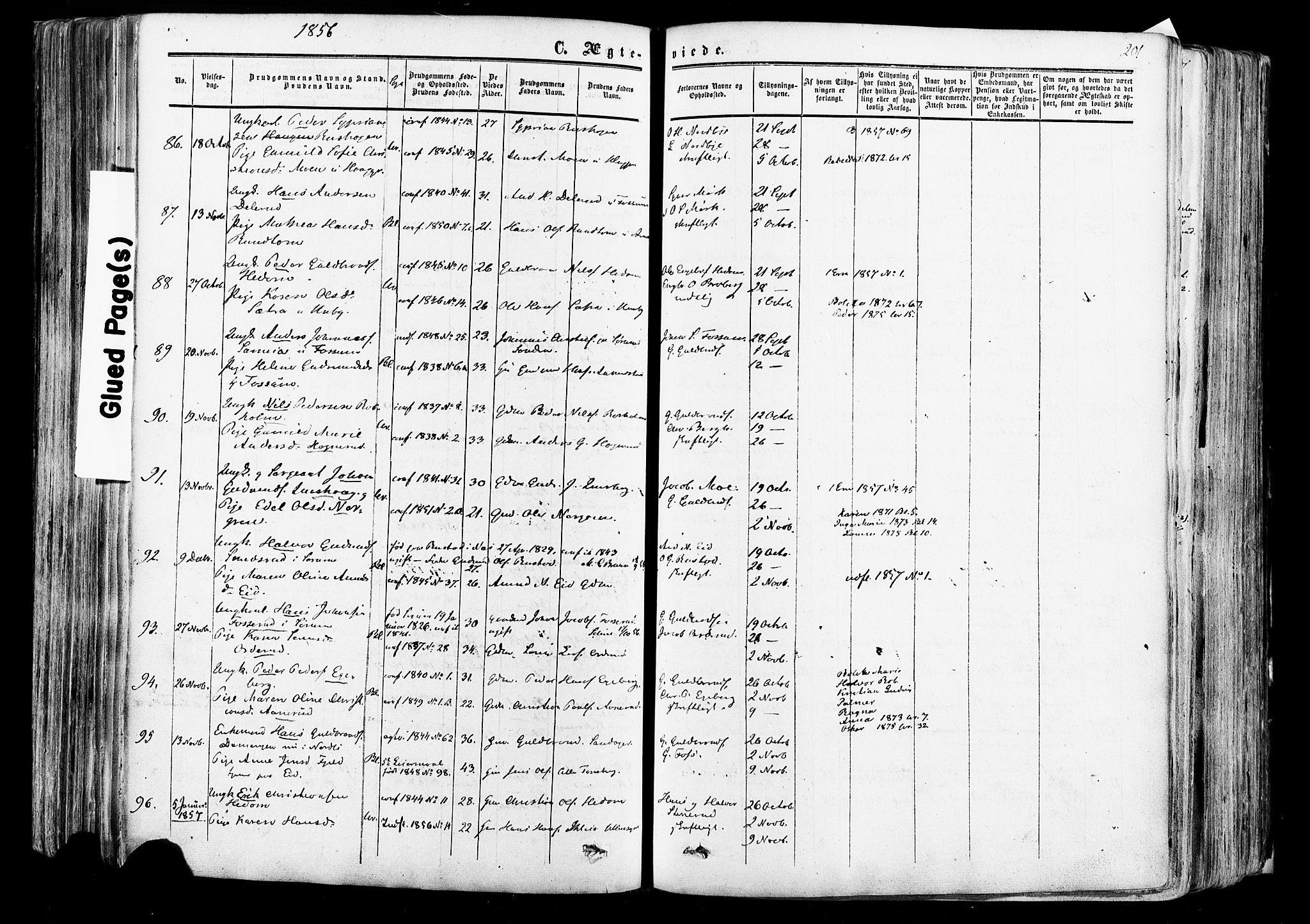 Aurskog prestekontor Kirkebøker, AV/SAO-A-10304a/F/Fa/L0007: Parish register (official) no. I 7, 1854-1877, p. 201