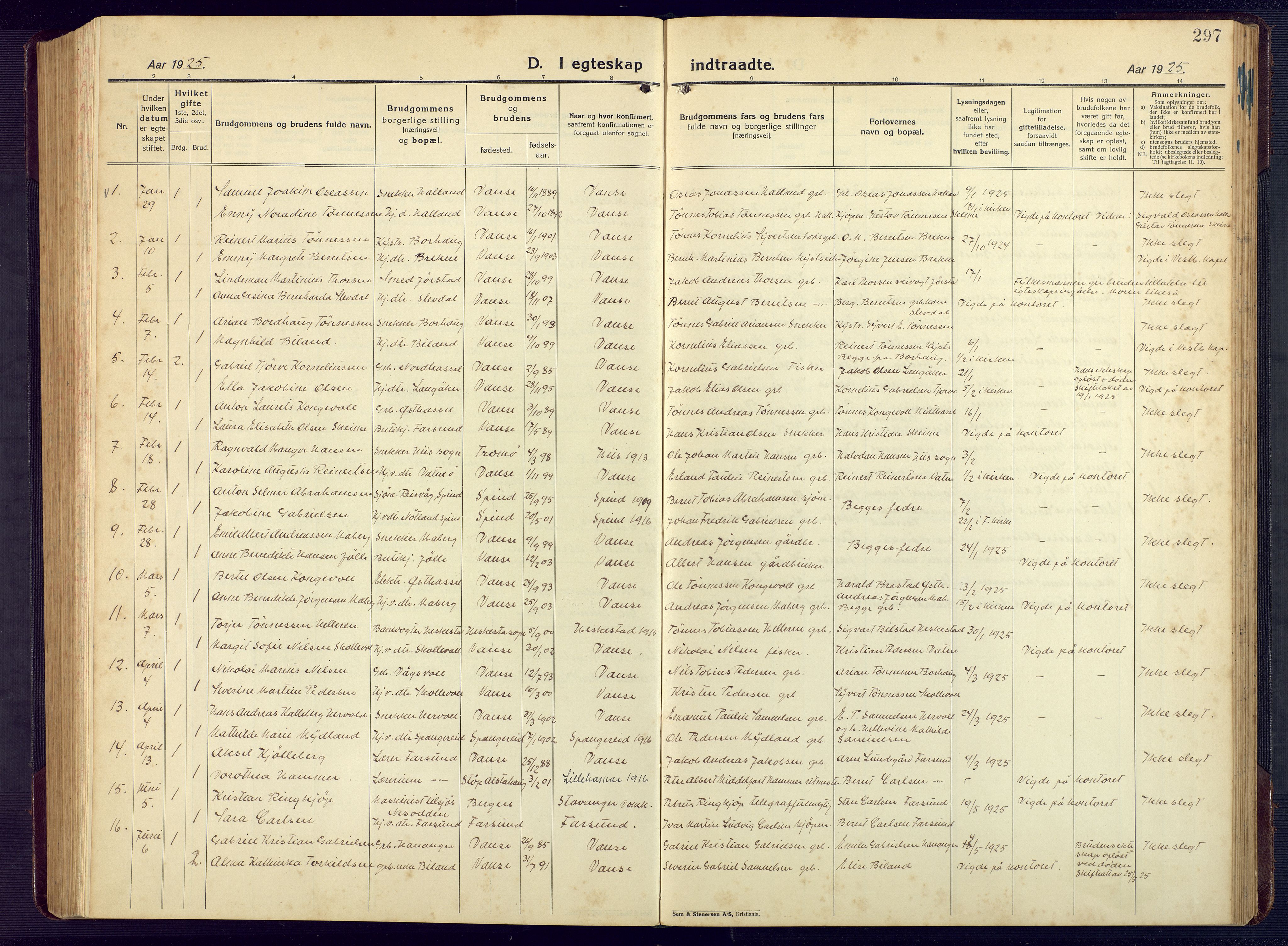 Lista sokneprestkontor, AV/SAK-1111-0027/F/Fb/L0006: Parish register (copy) no. B 6, 1924-1947, p. 297