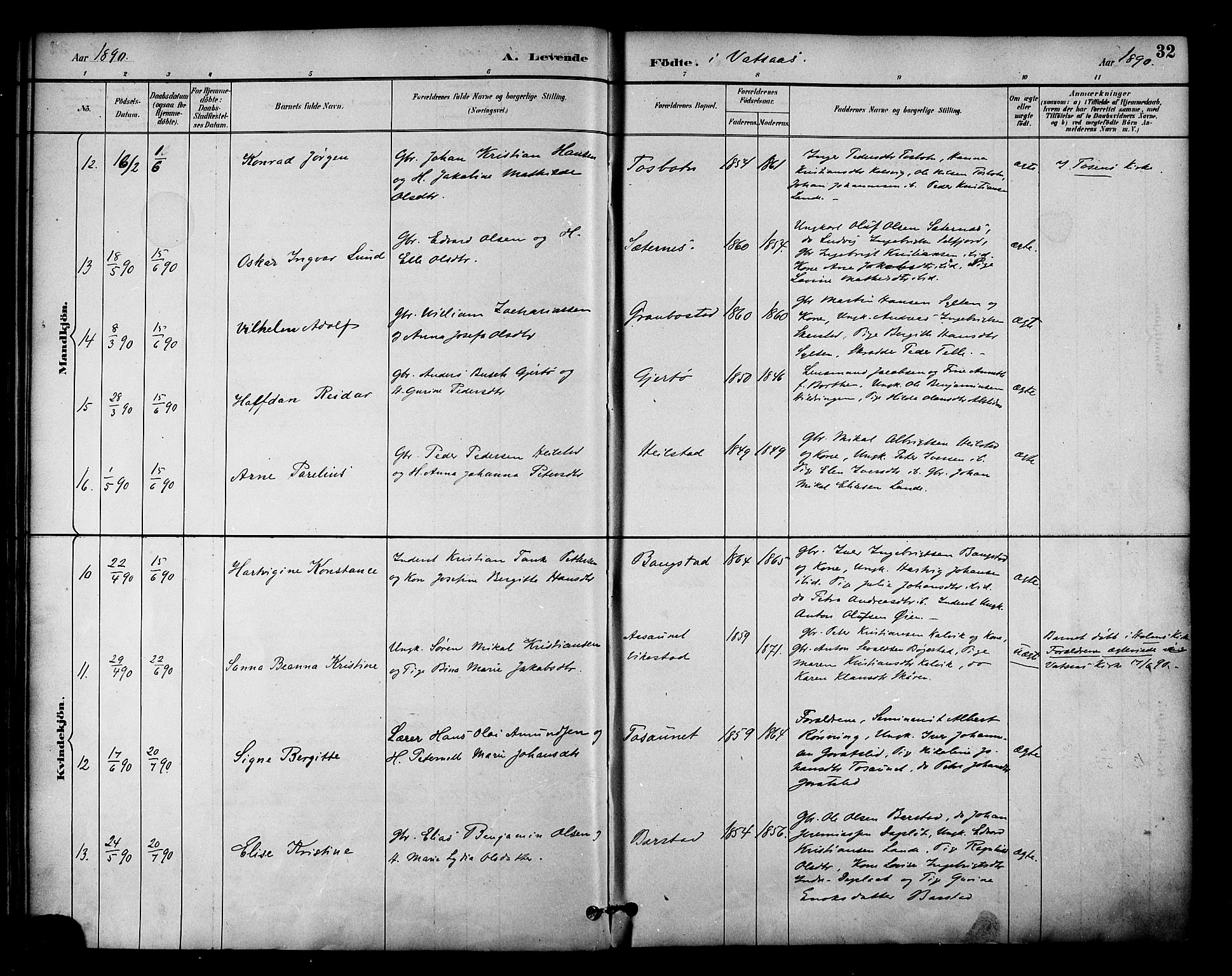 Ministerialprotokoller, klokkerbøker og fødselsregistre - Nordland, AV/SAT-A-1459/810/L0150: Parish register (official) no. 810A10 /1, 1884-1895, p. 32