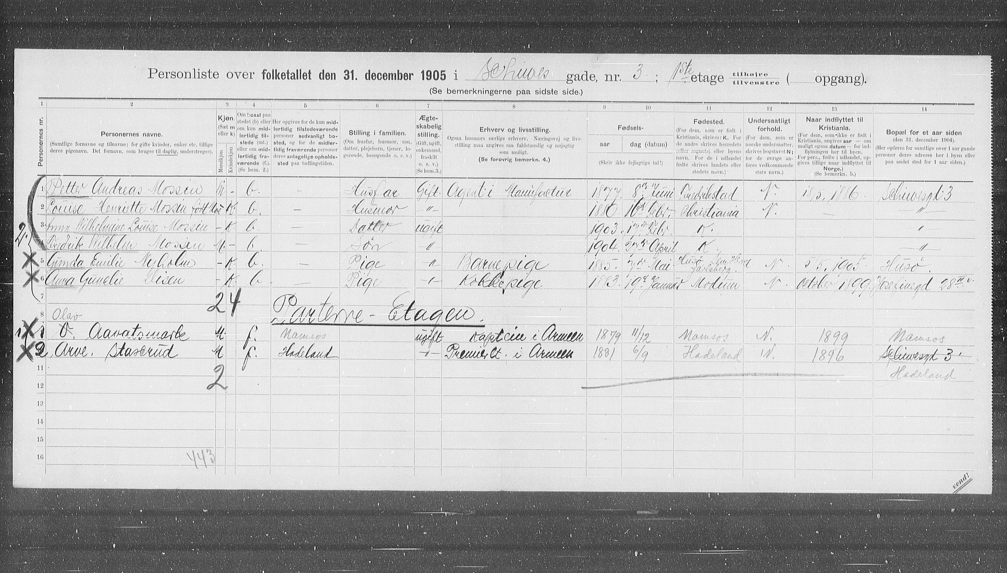 OBA, Municipal Census 1905 for Kristiania, 1905, p. 47044