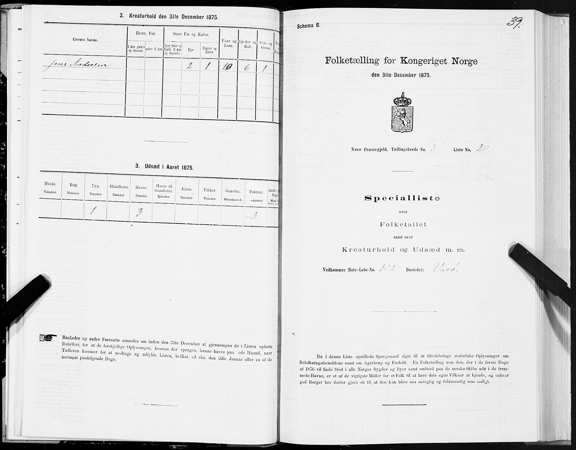 SAT, 1875 census for 1751P Nærøy, 1875, p. 2039