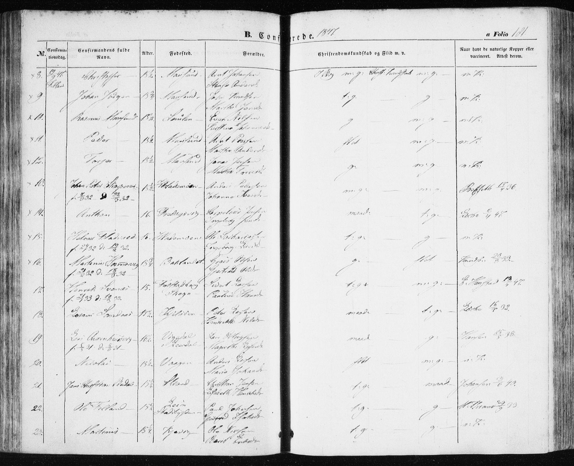 Ministerialprotokoller, klokkerbøker og fødselsregistre - Sør-Trøndelag, AV/SAT-A-1456/634/L0529: Parish register (official) no. 634A05, 1843-1851, p. 181