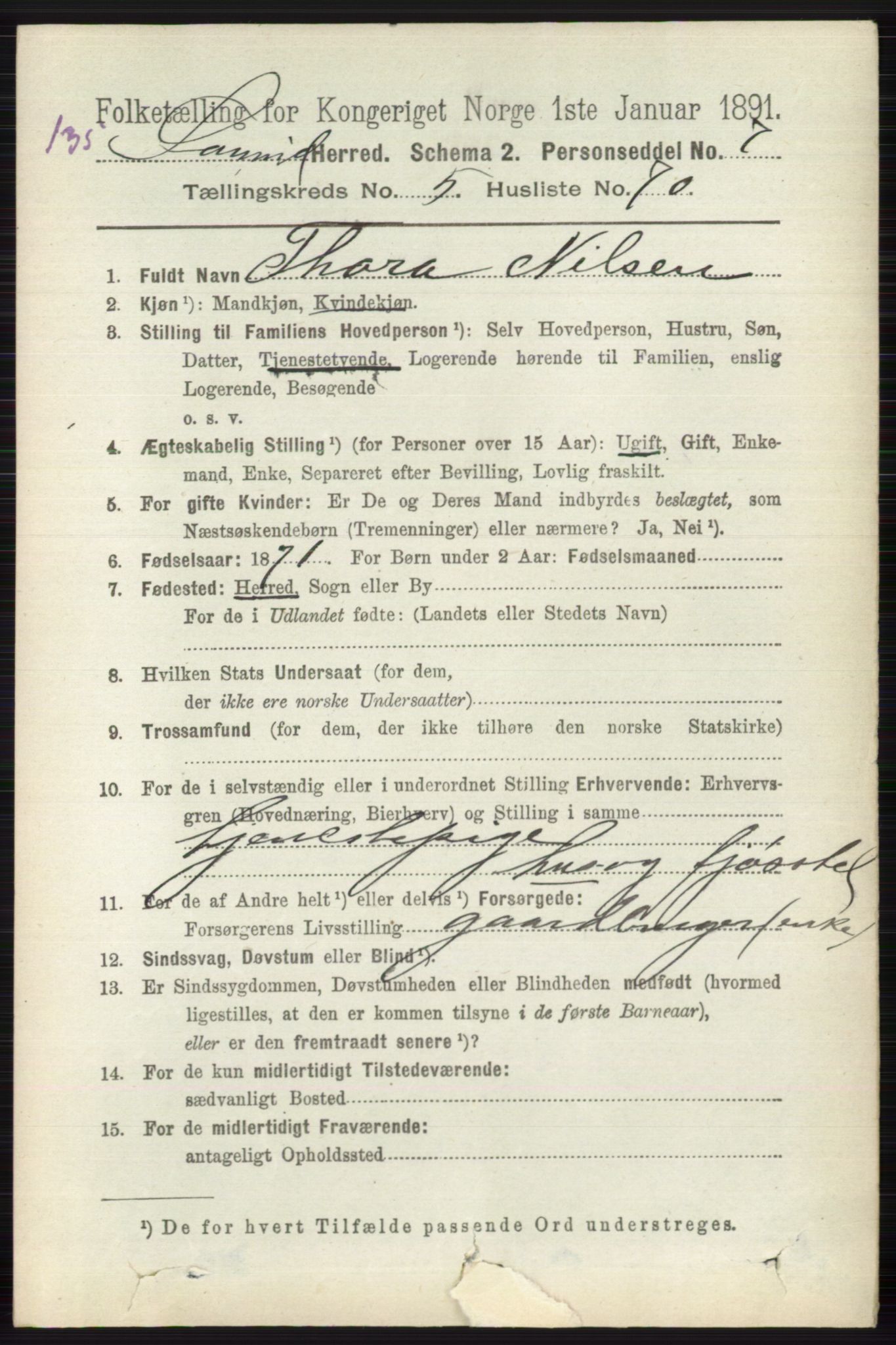 RA, 1891 census for 0816 Sannidal, 1891, p. 2473