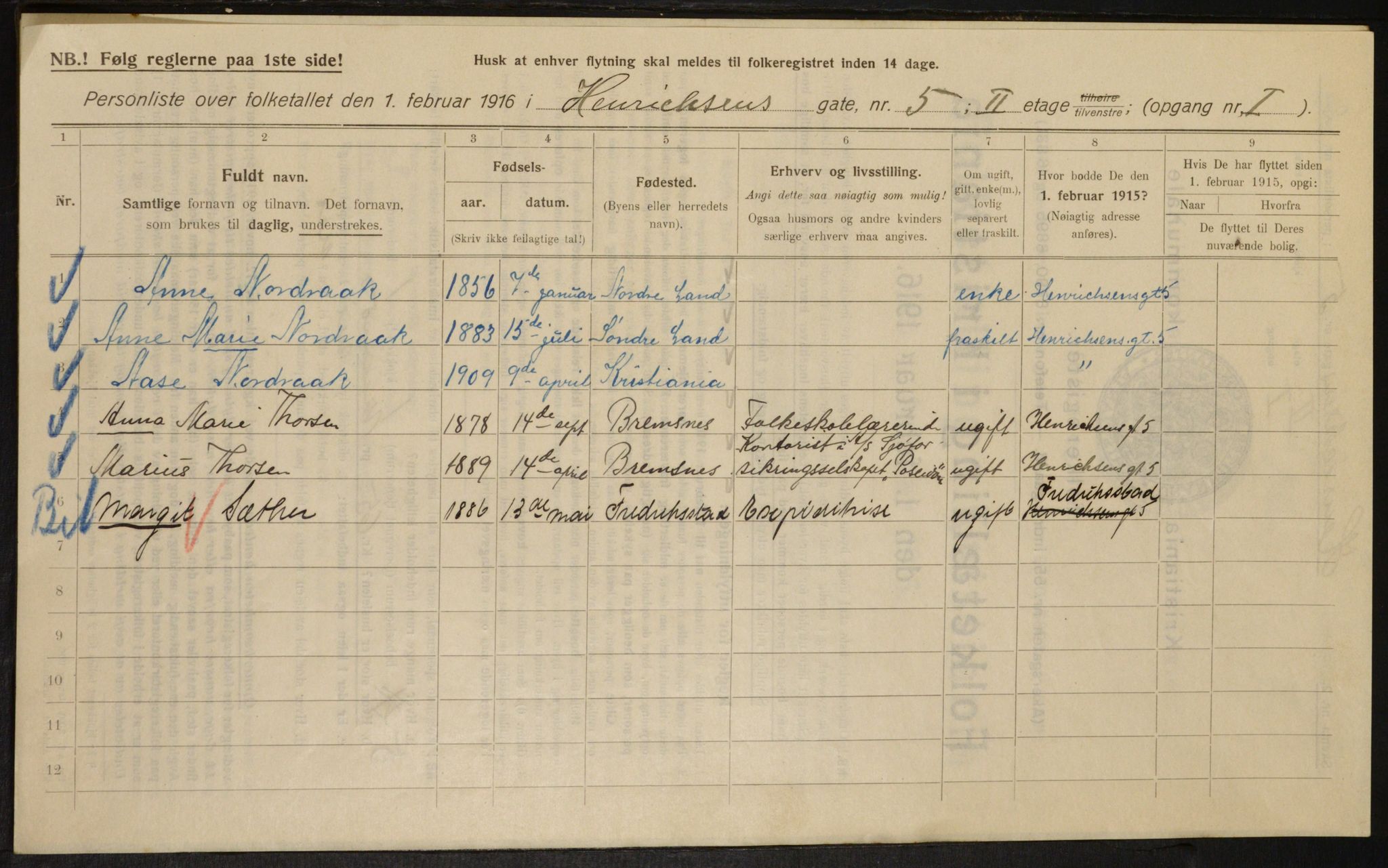 OBA, Municipal Census 1916 for Kristiania, 1916, p. 39155