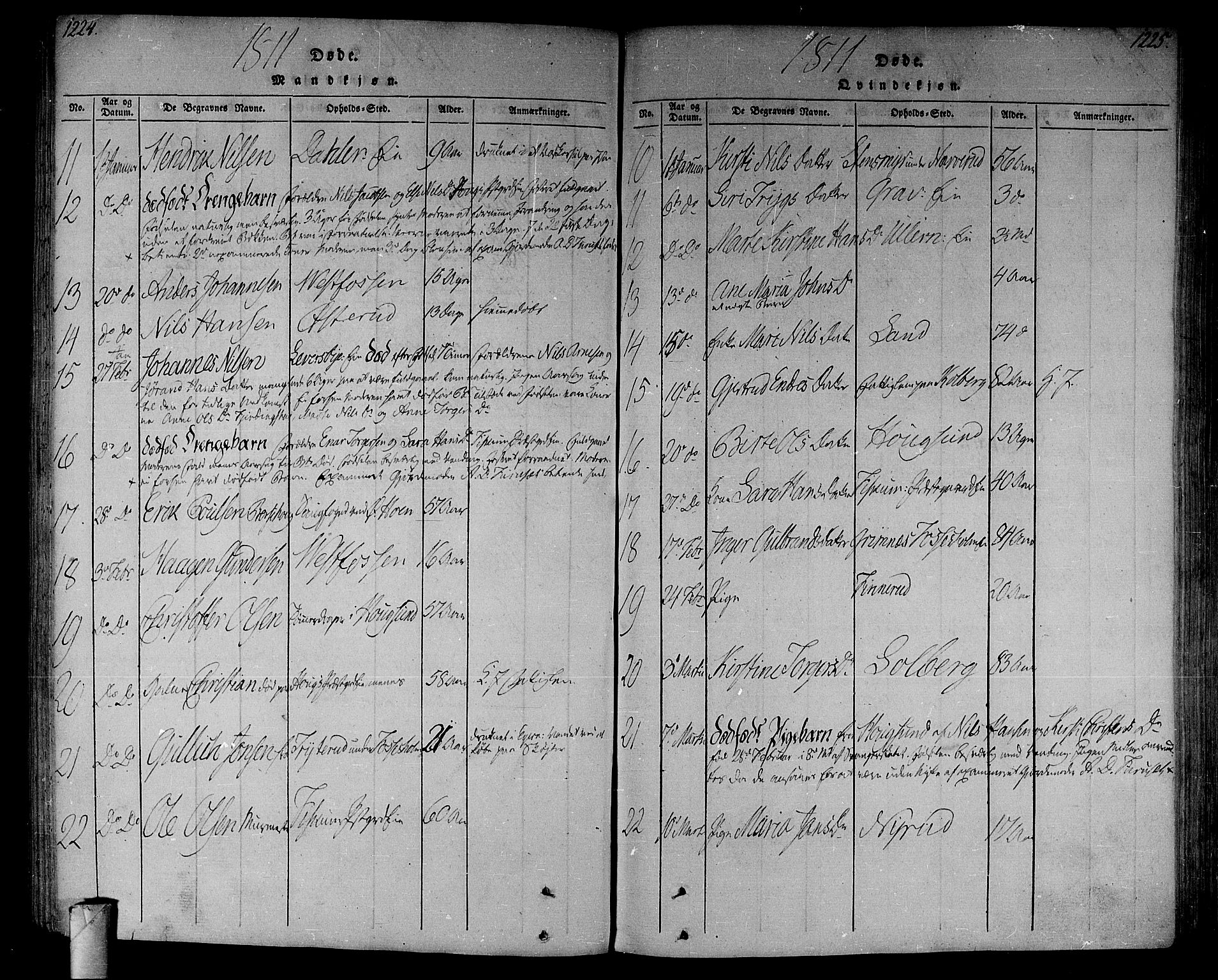 Eiker kirkebøker, AV/SAKO-A-4/F/Fa/L0010: Parish register (official) no. I 10, 1806-1815, p. 1224-1225