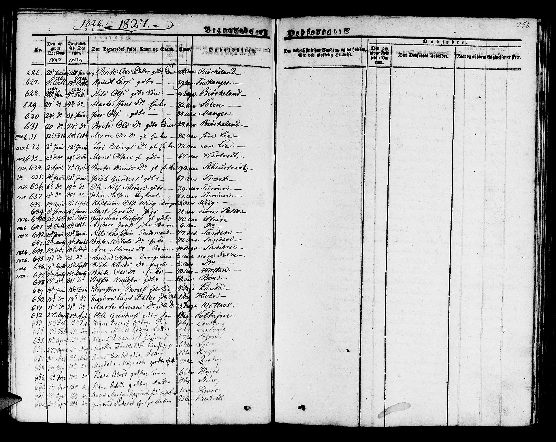 Manger sokneprestembete, SAB/A-76801/H/Haa: Parish register (official) no. A 4, 1824-1838, p. 258