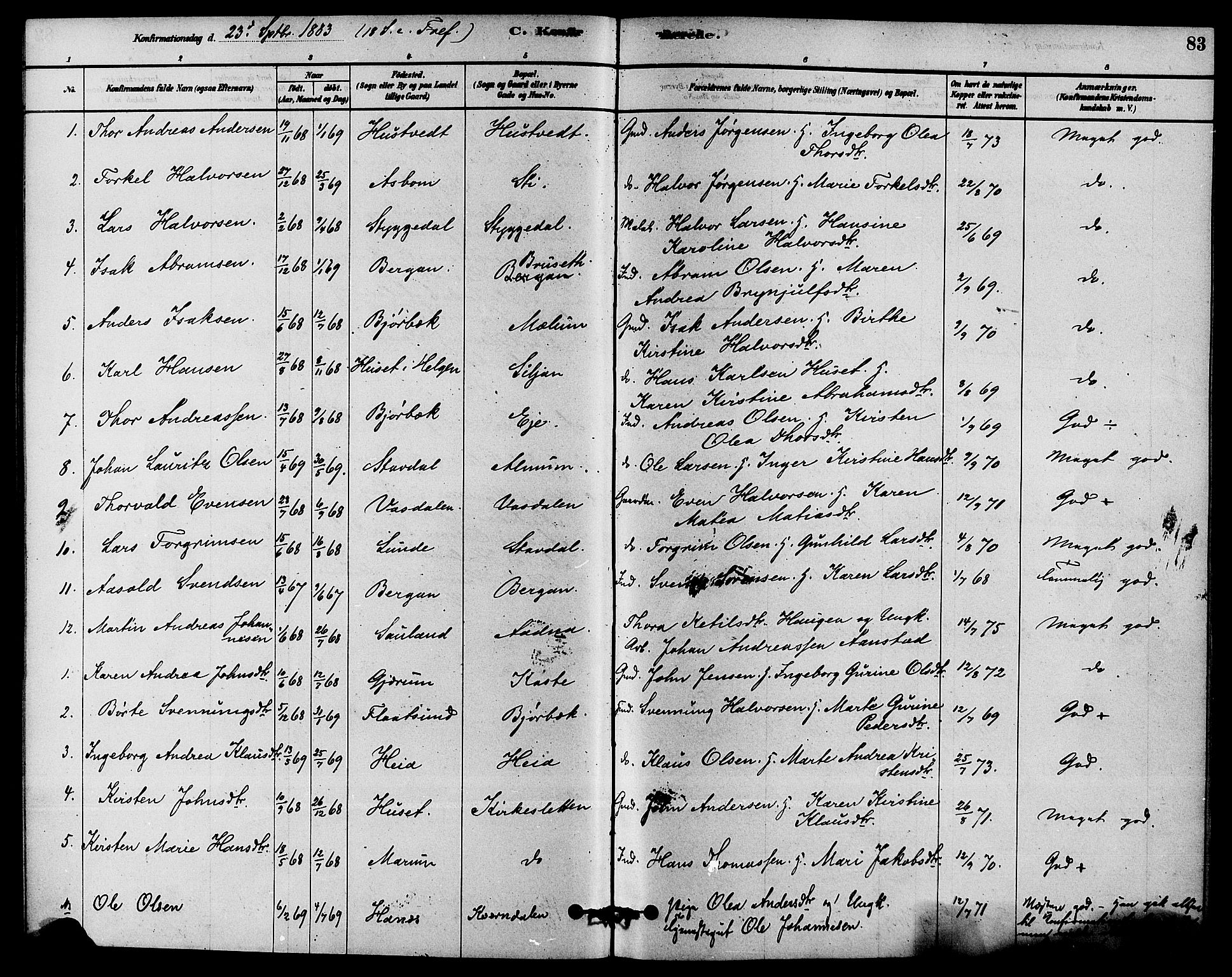 Solum kirkebøker, AV/SAKO-A-306/F/Fb/L0001: Parish register (official) no. II 1, 1877-1892, p. 83