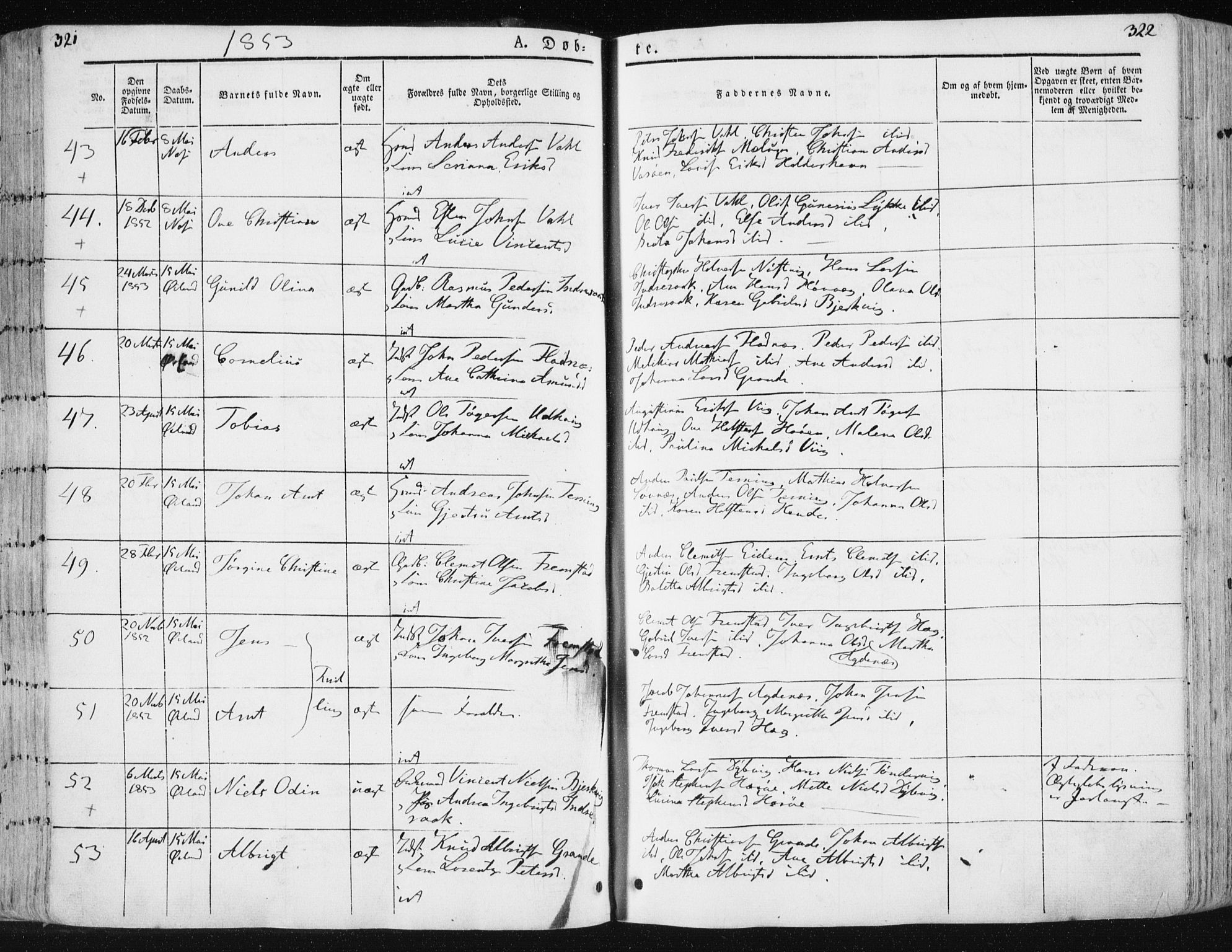 Ministerialprotokoller, klokkerbøker og fødselsregistre - Sør-Trøndelag, AV/SAT-A-1456/659/L0736: Parish register (official) no. 659A06, 1842-1856, p. 321-322