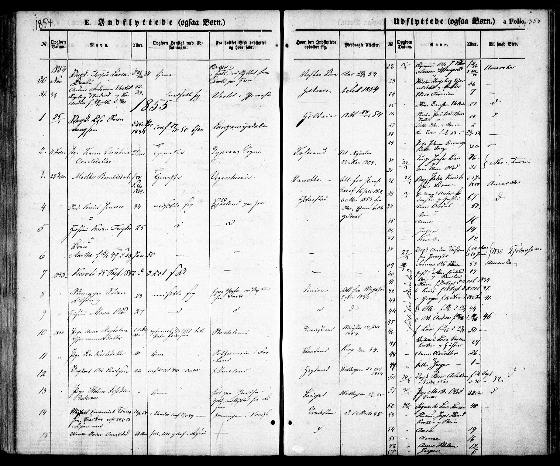 Holt sokneprestkontor, SAK/1111-0021/F/Fa/L0008: Parish register (official) no. A 8, 1849-1860, p. 354