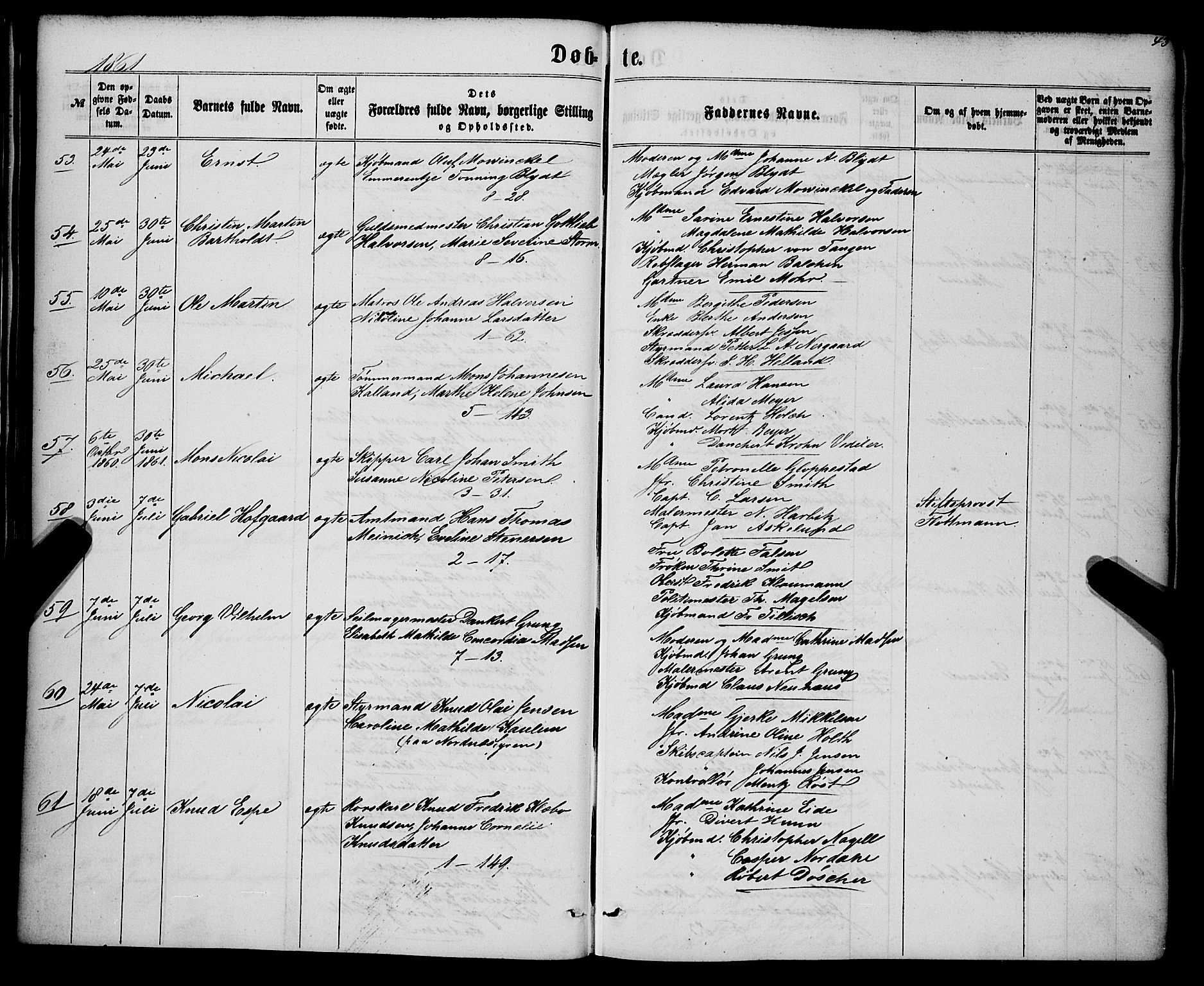 Nykirken Sokneprestembete, AV/SAB-A-77101/H/Haa/L0015: Parish register (official) no. B 2, 1858-1869, p. 43