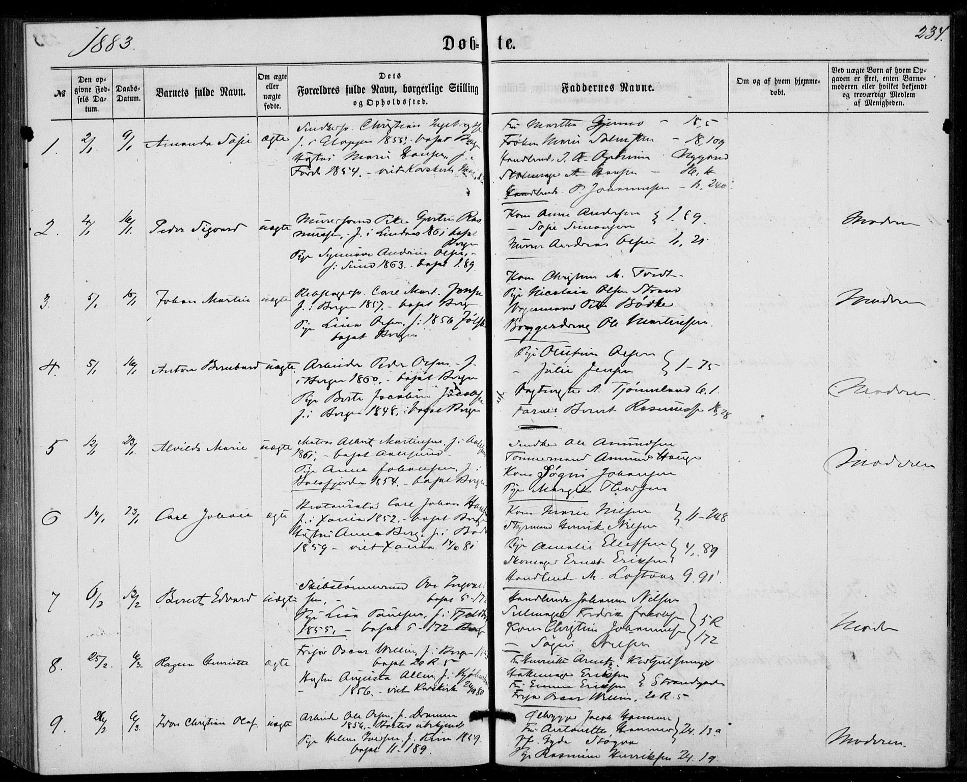 Fødselsstiftelsens sokneprestembete, ført av overlegen*, SAB/-: Parish register (official) no. A 1, 1863-1883, p. 234