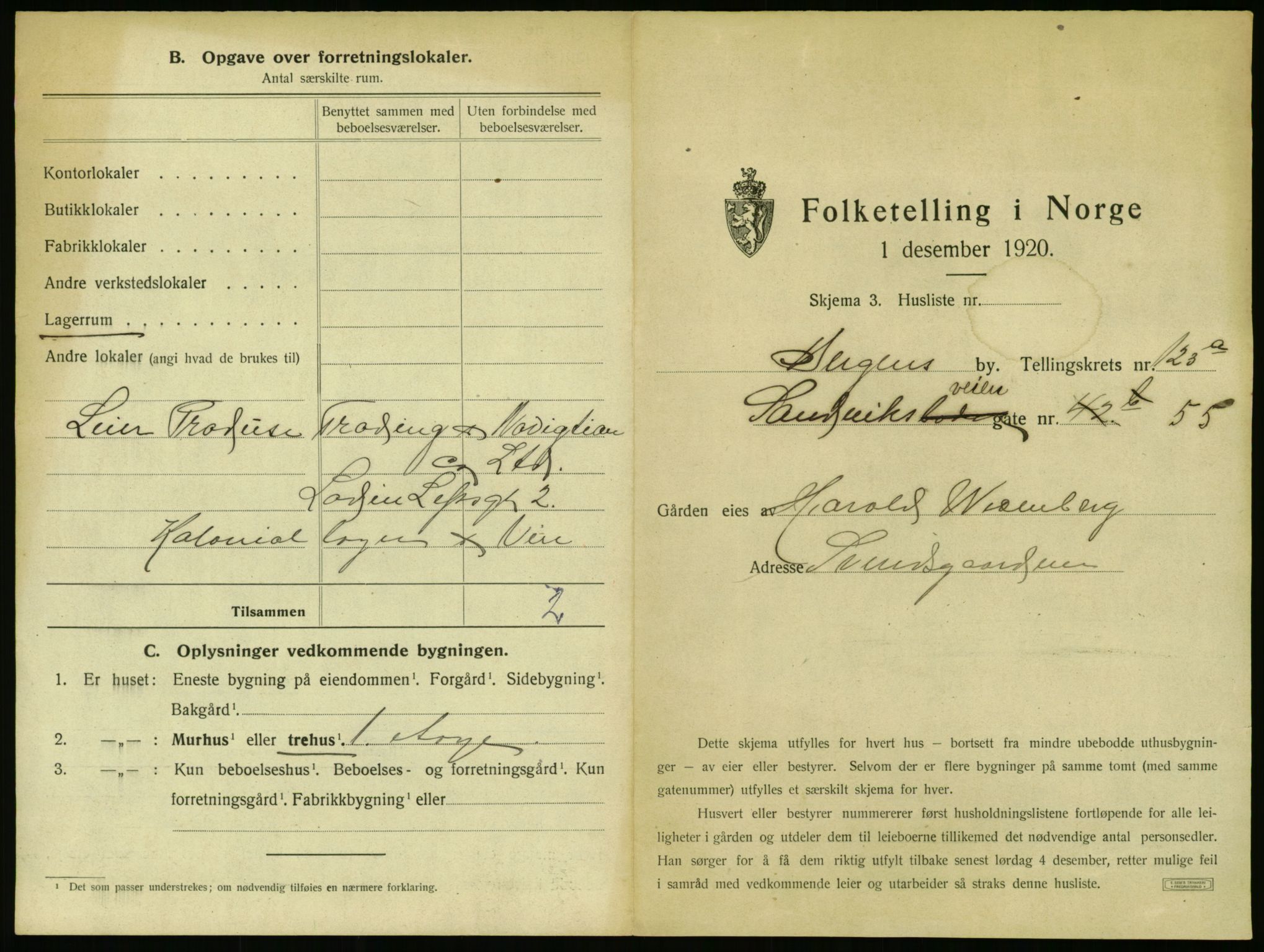 SAB, 1920 census for Bergen, 1920, p. 248114