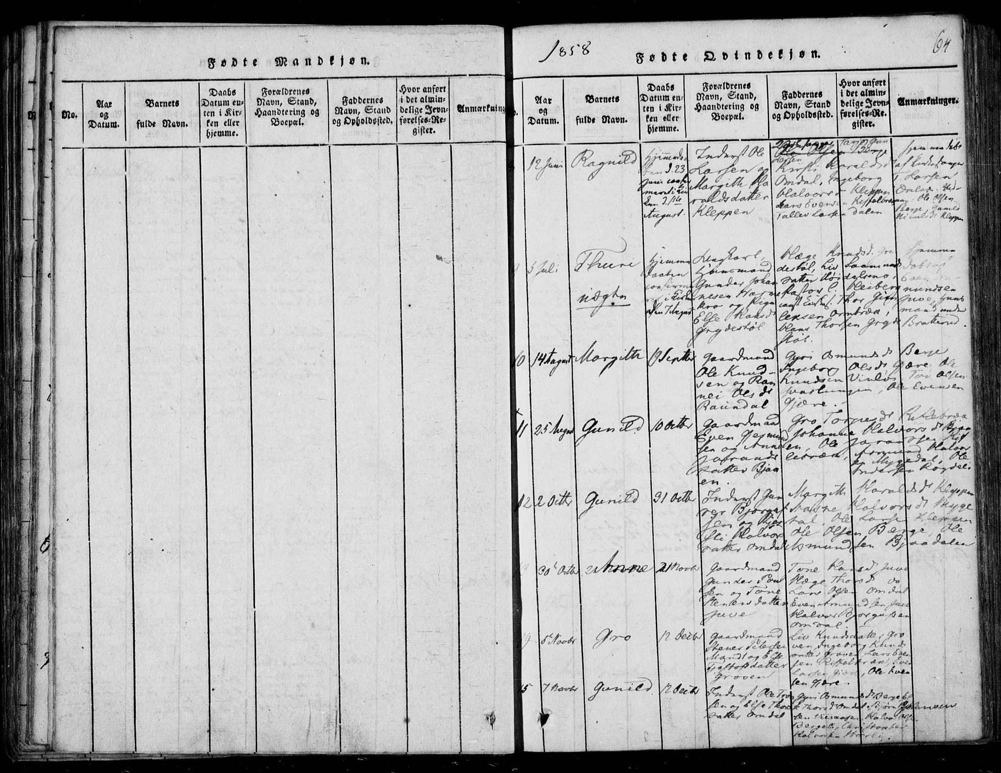 Lårdal kirkebøker, SAKO/A-284/F/Fb/L0001: Parish register (official) no. II 1, 1815-1860, p. 64