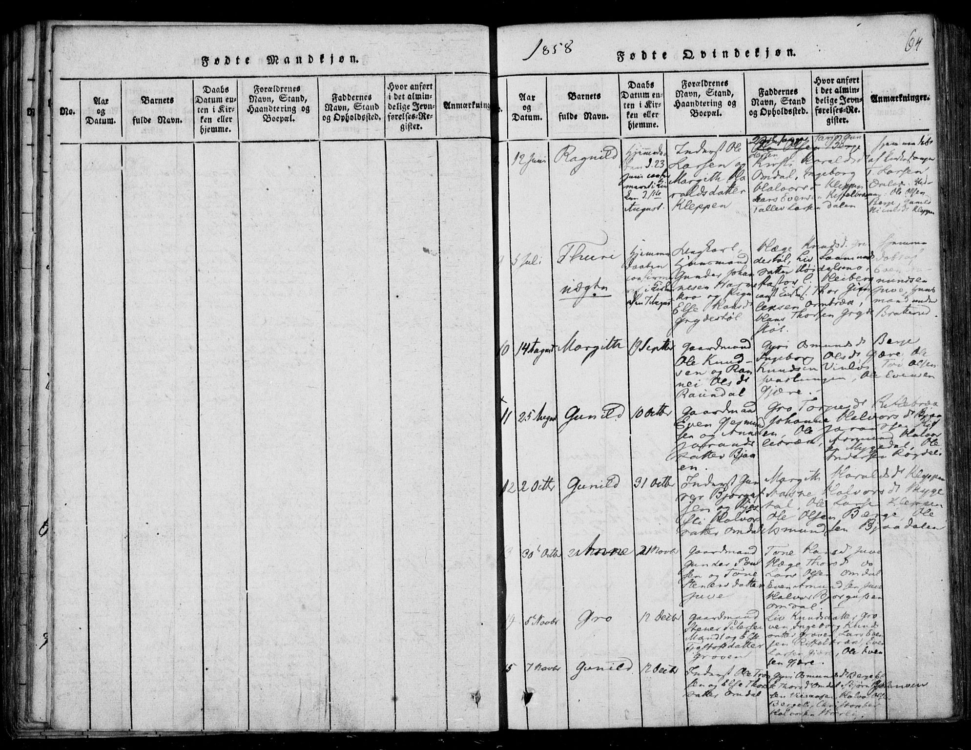 Lårdal kirkebøker, AV/SAKO-A-284/F/Fb/L0001: Parish register (official) no. II 1, 1815-1860, p. 64