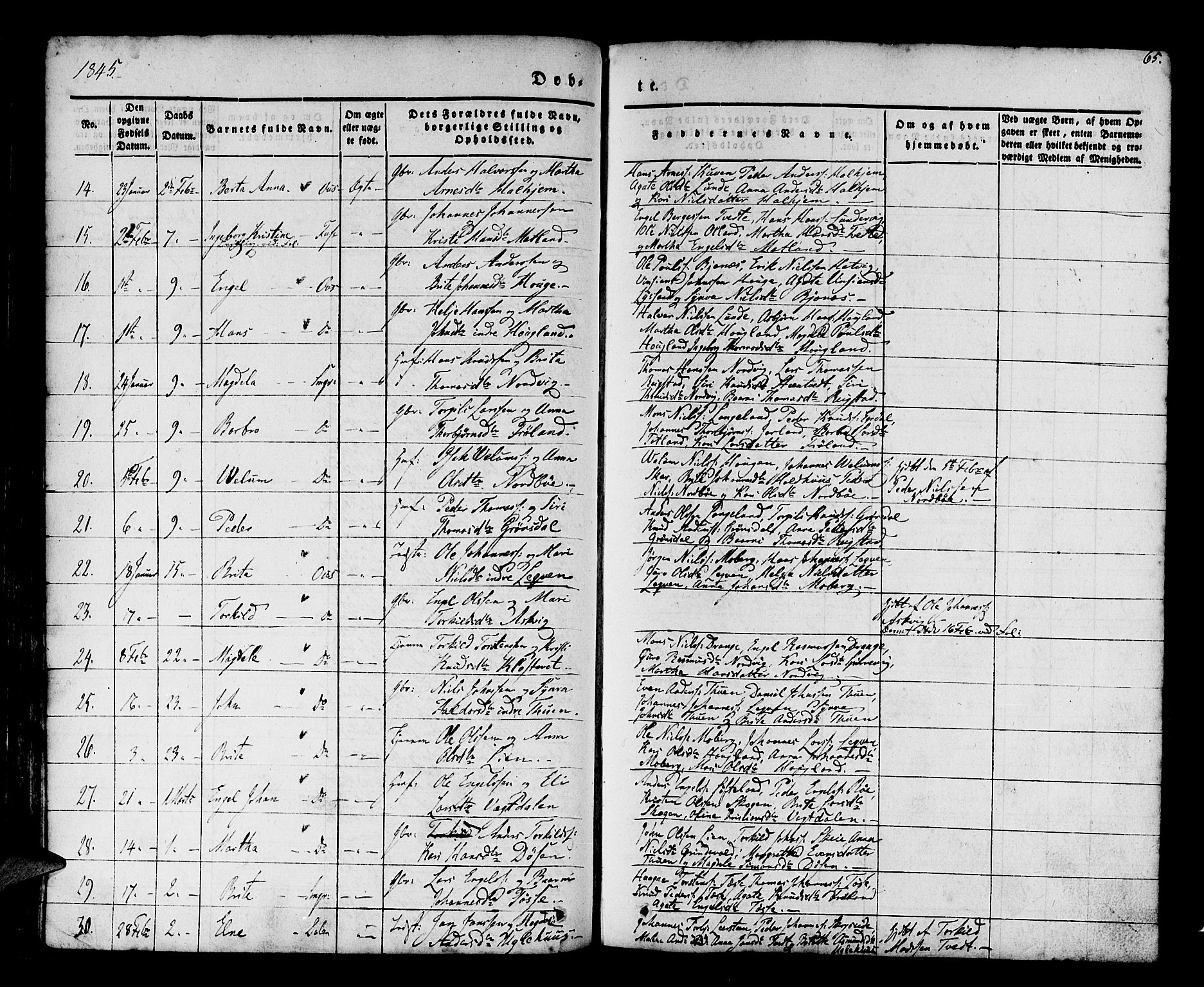 Os sokneprestembete, AV/SAB-A-99929: Parish register (official) no. A 15, 1839-1851, p. 65