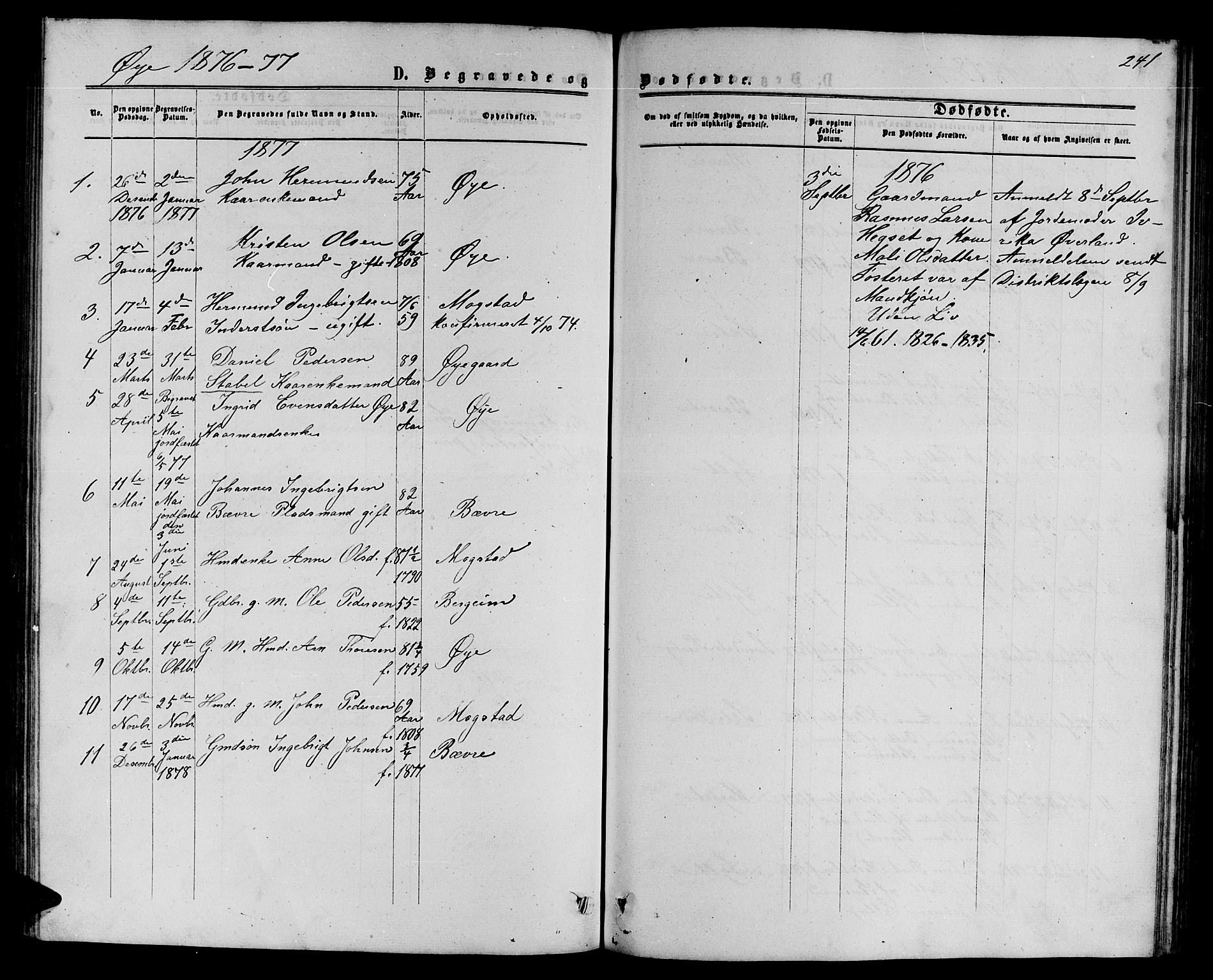 Ministerialprotokoller, klokkerbøker og fødselsregistre - Møre og Romsdal, SAT/A-1454/595/L1051: Parish register (copy) no. 595C03, 1866-1891, p. 241