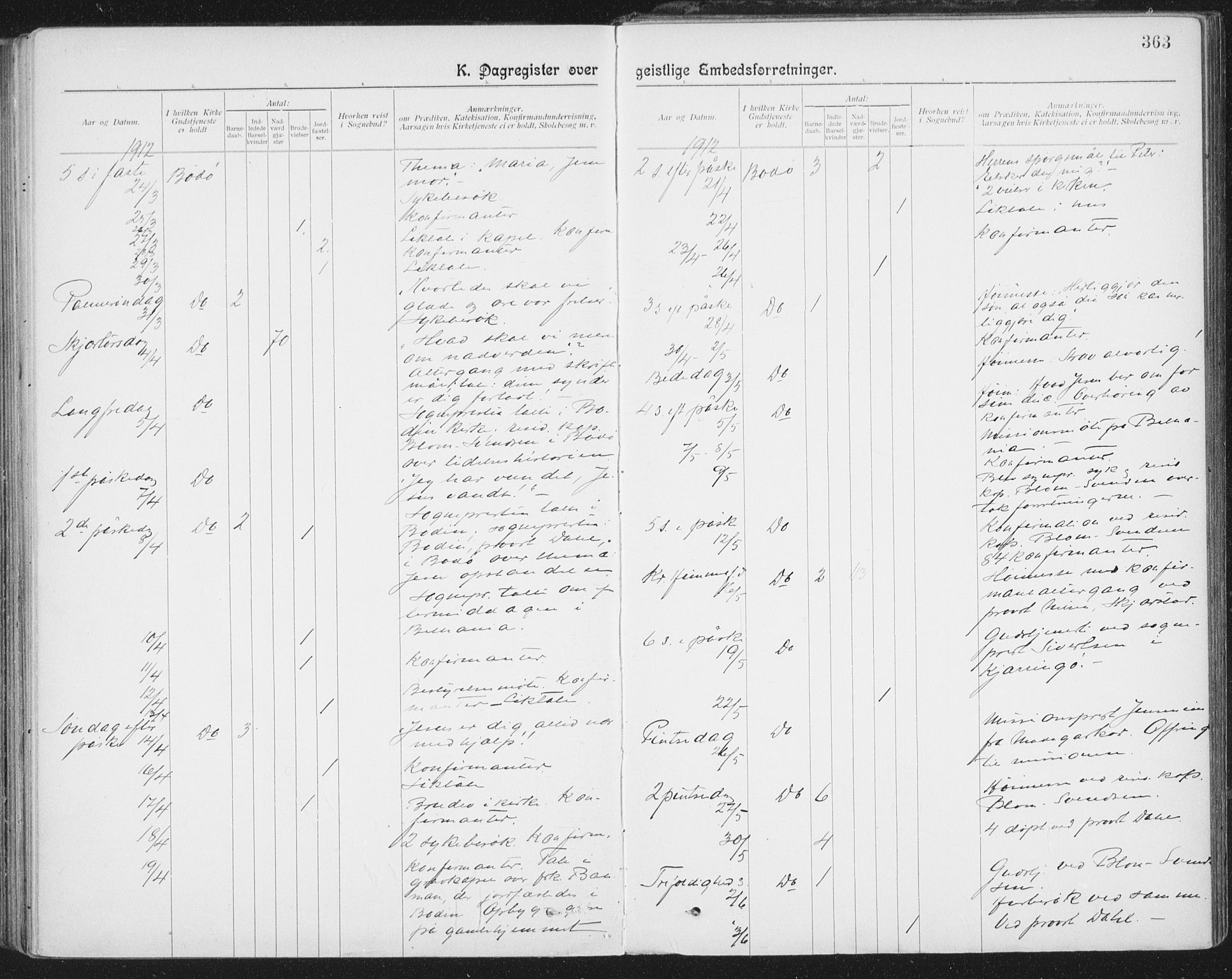 Ministerialprotokoller, klokkerbøker og fødselsregistre - Nordland, AV/SAT-A-1459/801/L0012: Parish register (official) no. 801A12, 1900-1916, p. 363