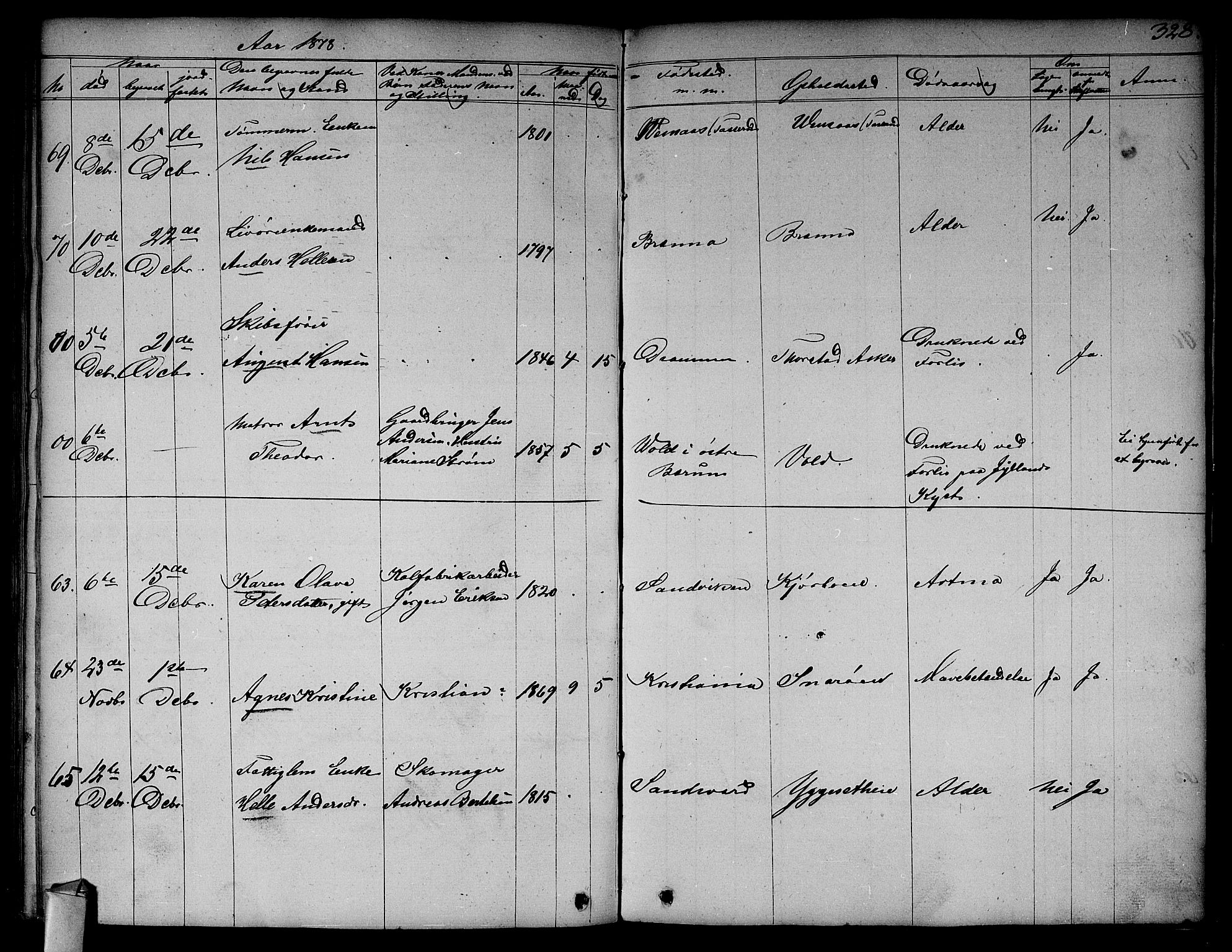 Asker prestekontor Kirkebøker, AV/SAO-A-10256a/F/Fa/L0011: Parish register (official) no. I 11, 1825-1878, p. 328