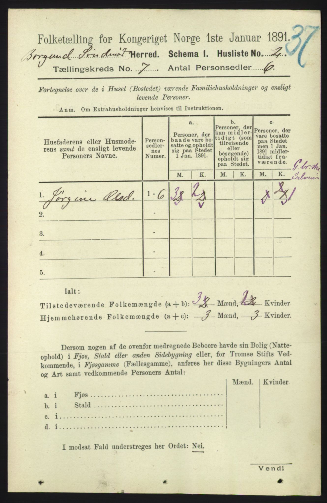 RA, 1891 census for 1531 Borgund, 1891, p. 1810