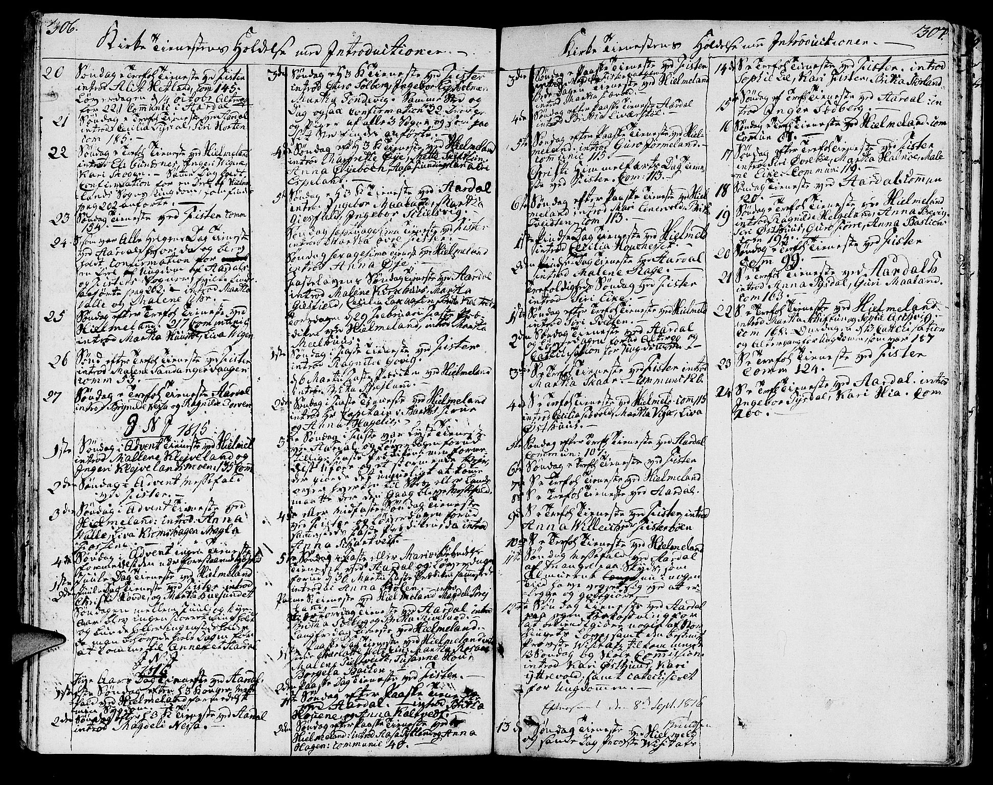Hjelmeland sokneprestkontor, SAST/A-101843/01/IV/L0002: Parish register (official) no. A 2, 1799-1816, p. 306-307