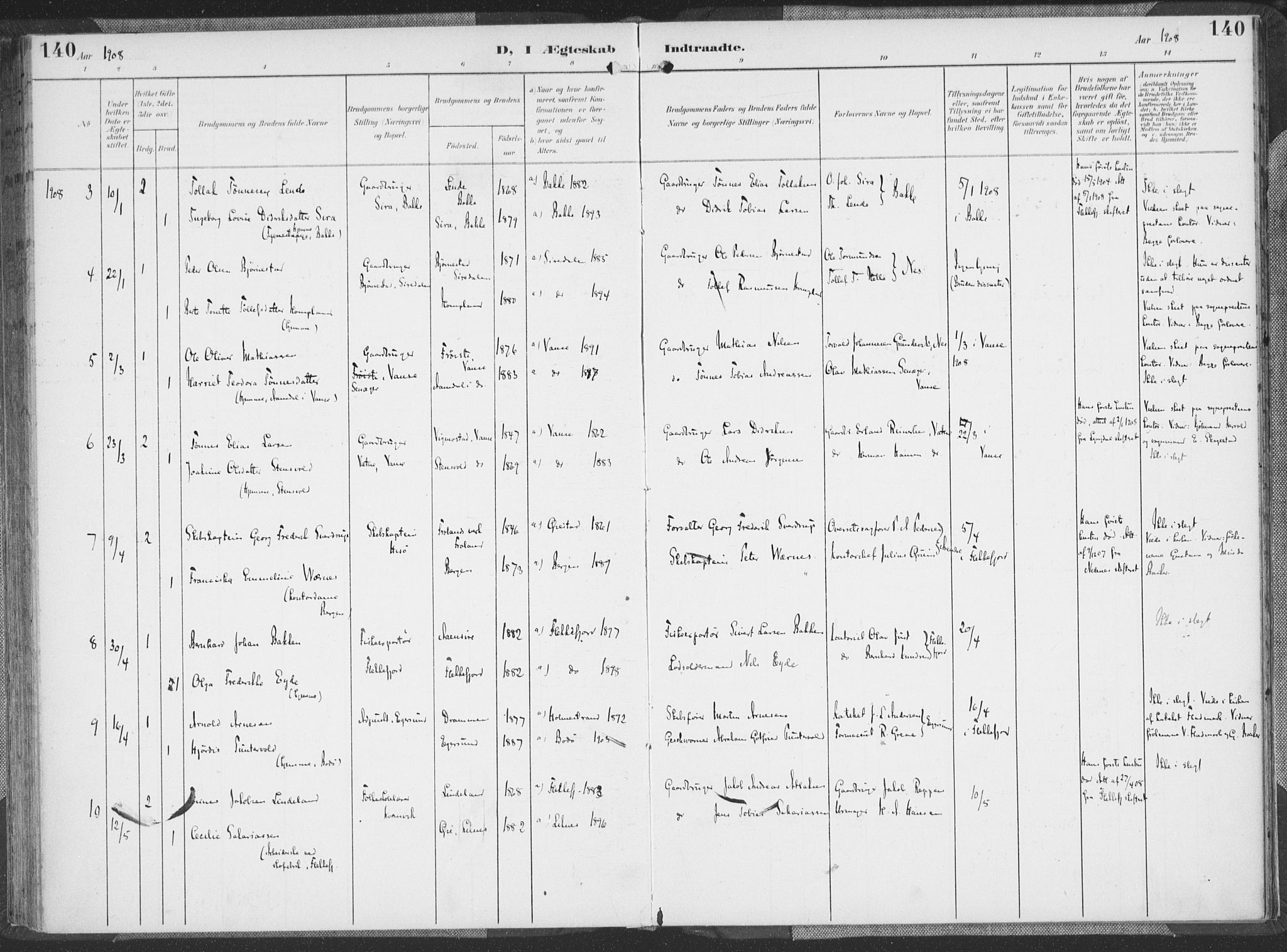 Flekkefjord sokneprestkontor, AV/SAK-1111-0012/F/Fa/Faa/L0002: Parish register (official) no. A 2, 1900-1912, p. 140