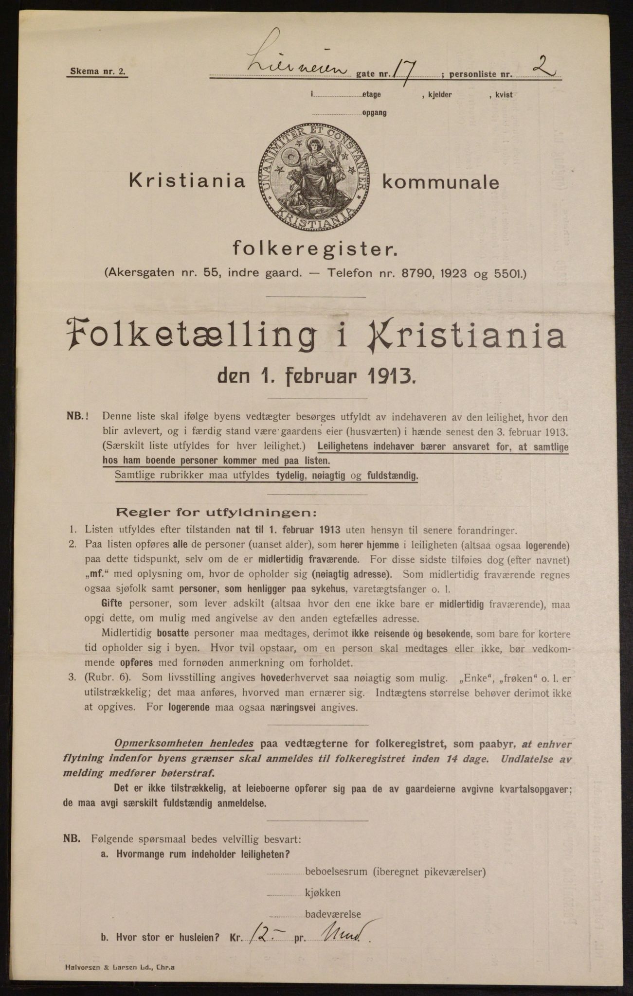 OBA, Municipal Census 1913 for Kristiania, 1913, p. 57300